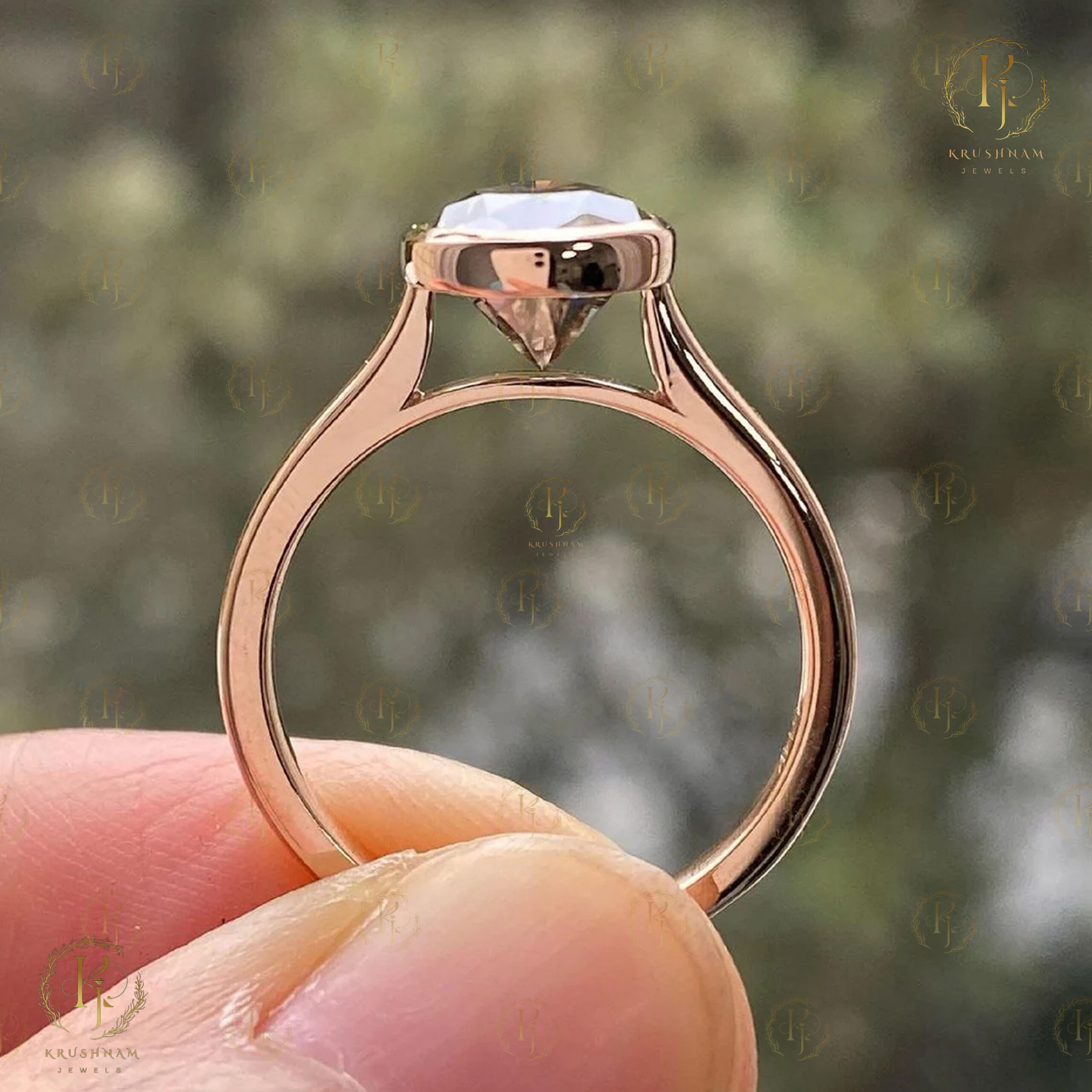 Pear Diamond Ring with Rose Diamond - Image 2