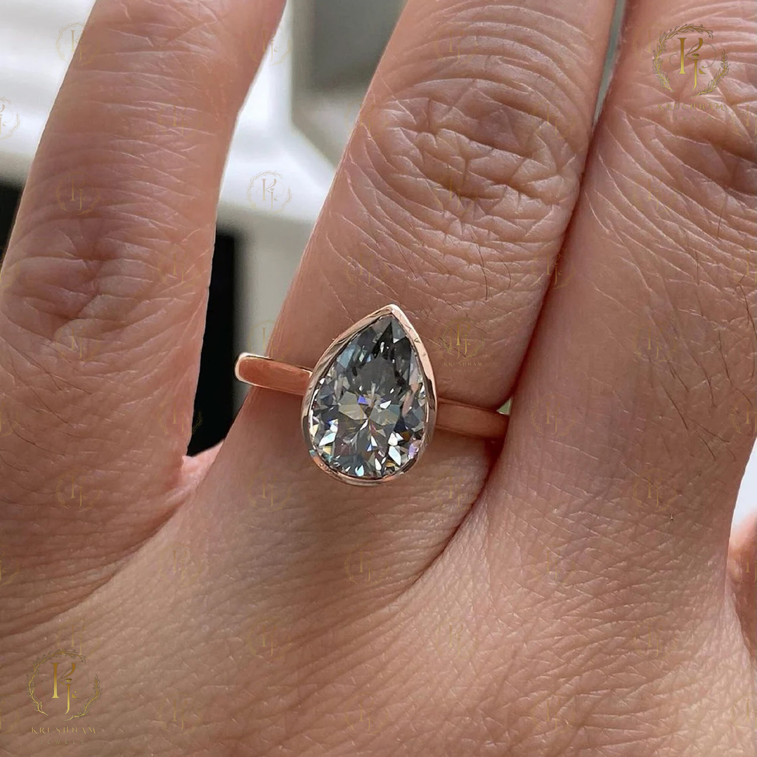 Pear Diamond Ring with Rose Diamond - Image 4