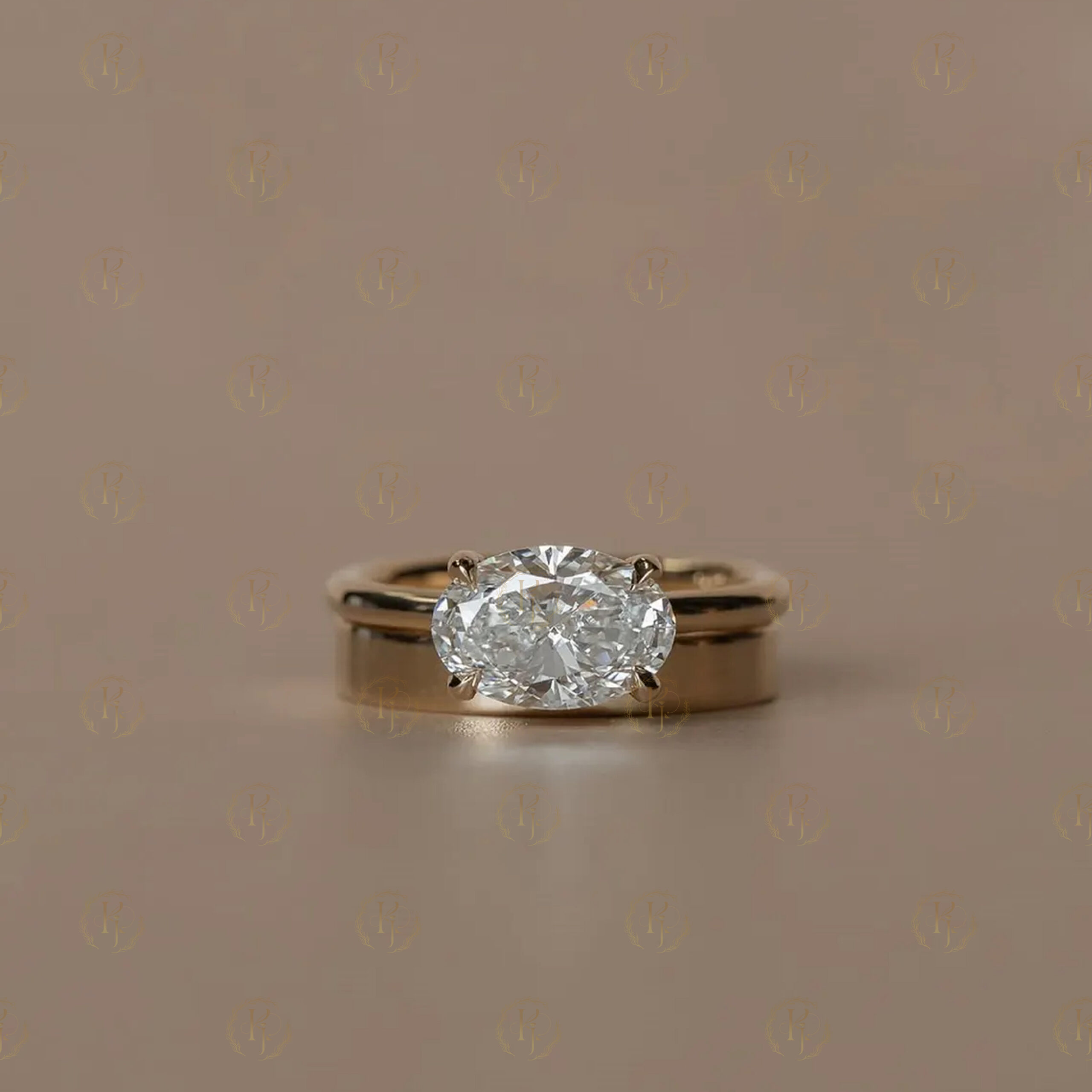 2ct Oval Shape Diamond Ring 2 in 1 yellow tone - Image 6