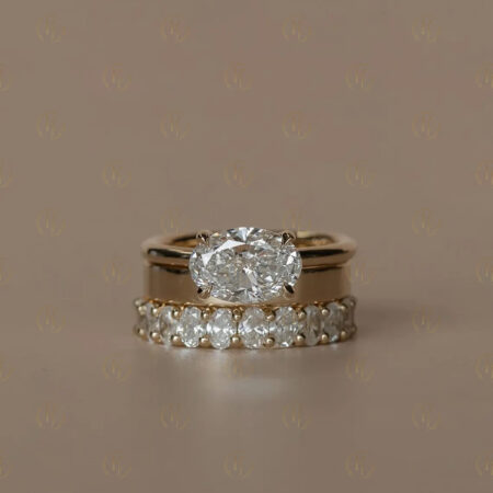 2ct Oval Shape Diamond Ring 2 in 1 yellow tone