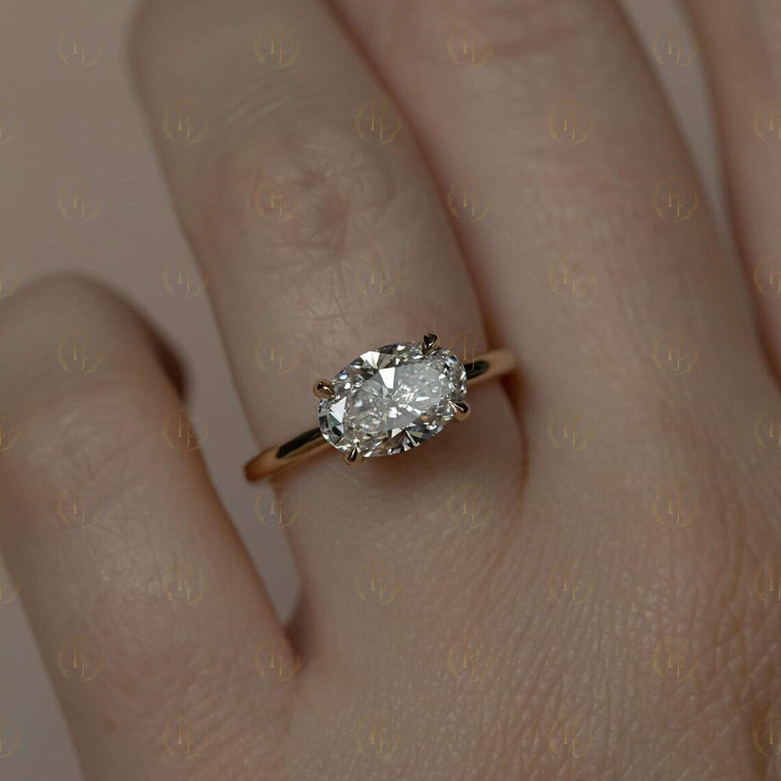 2ct Oval Shape Diamond Ring 2 in 1 yellow tone - Image 5