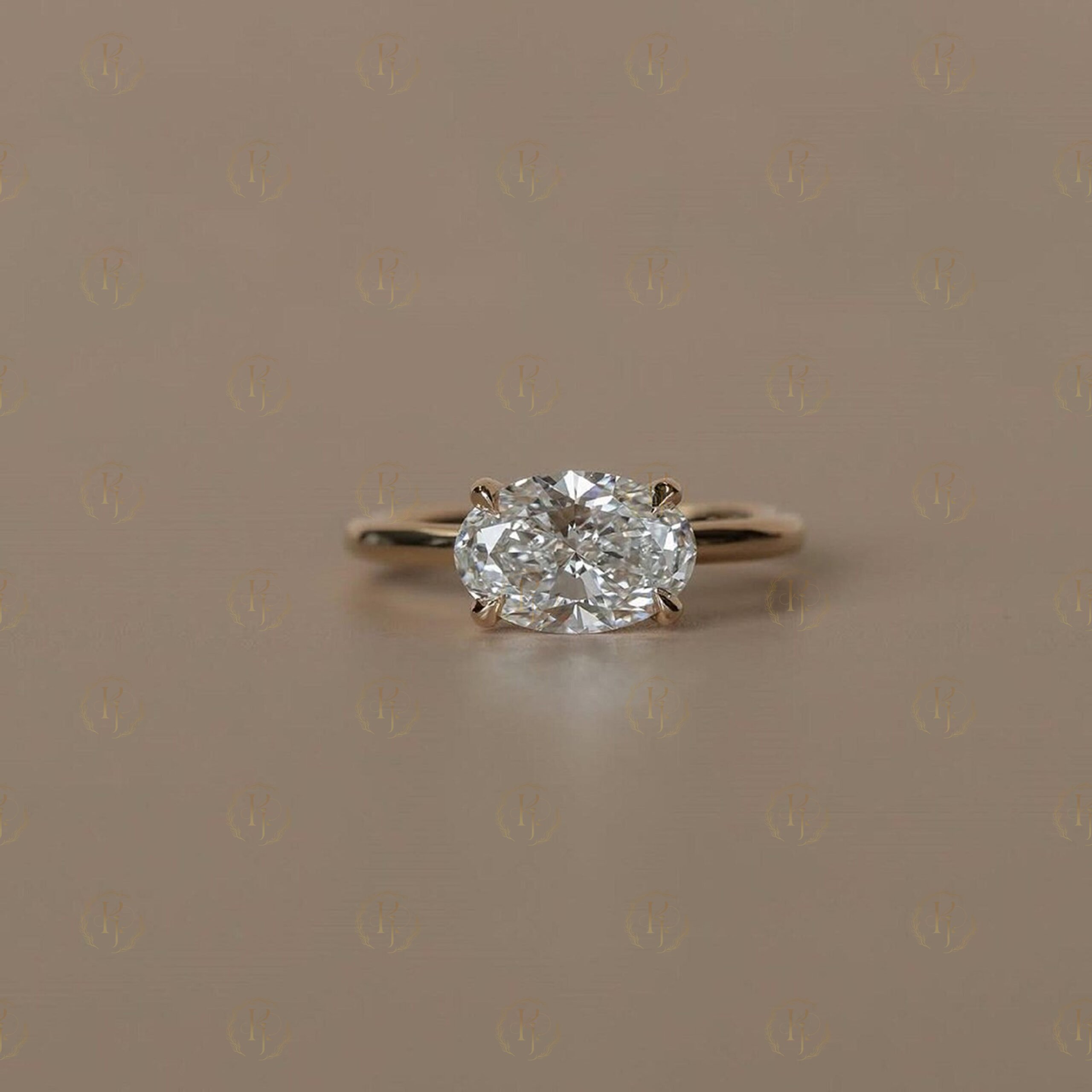 2ct Oval Shape Diamond Ring 2 in 1 yellow tone - Image 2