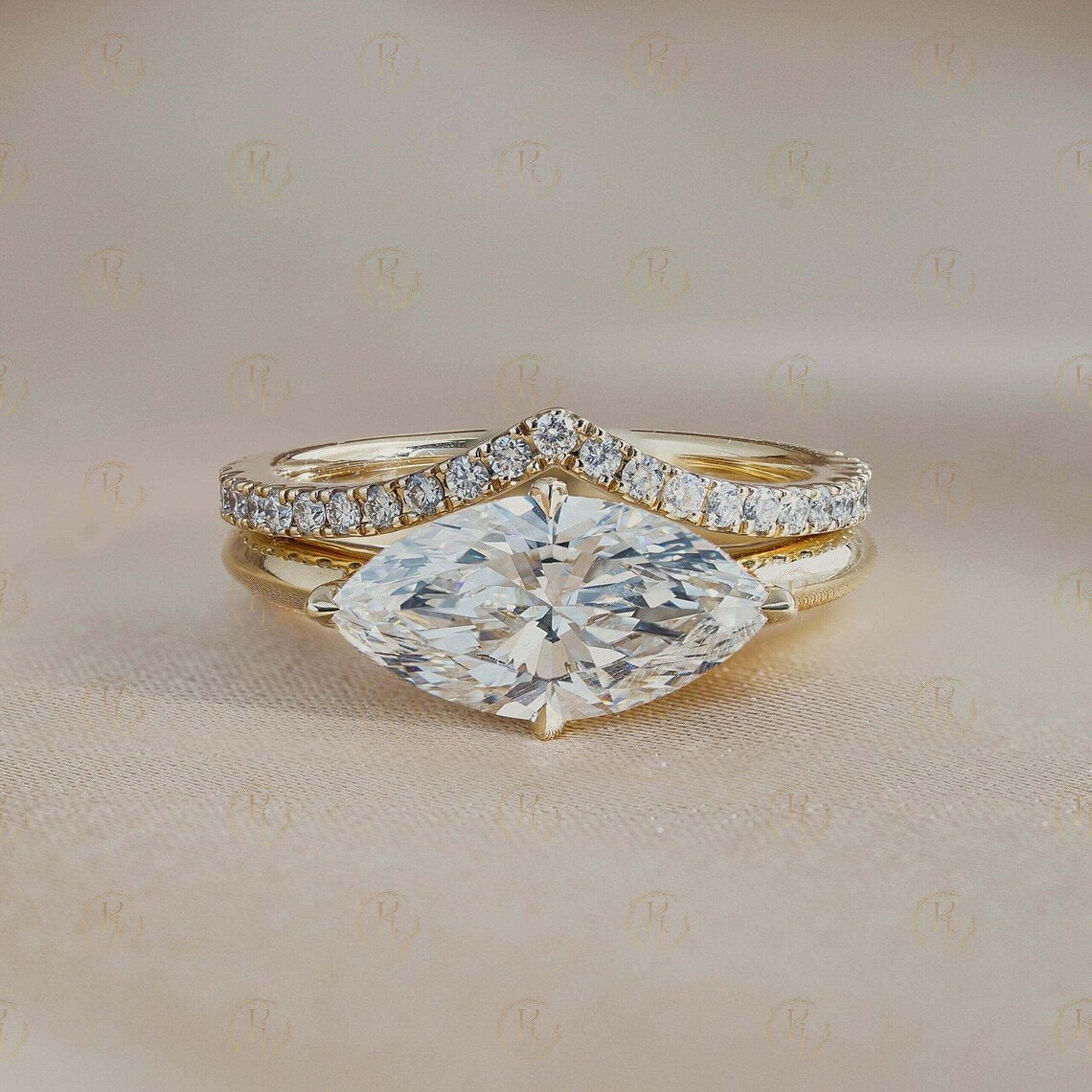 Mercury Diamond 3 in 1 classic Ring with yellow tone for daily wear - Image 2
