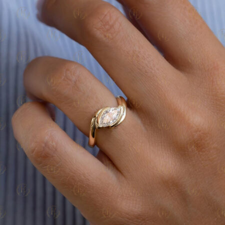 Mercury Diamond Ring with Yellow tone for daily wear