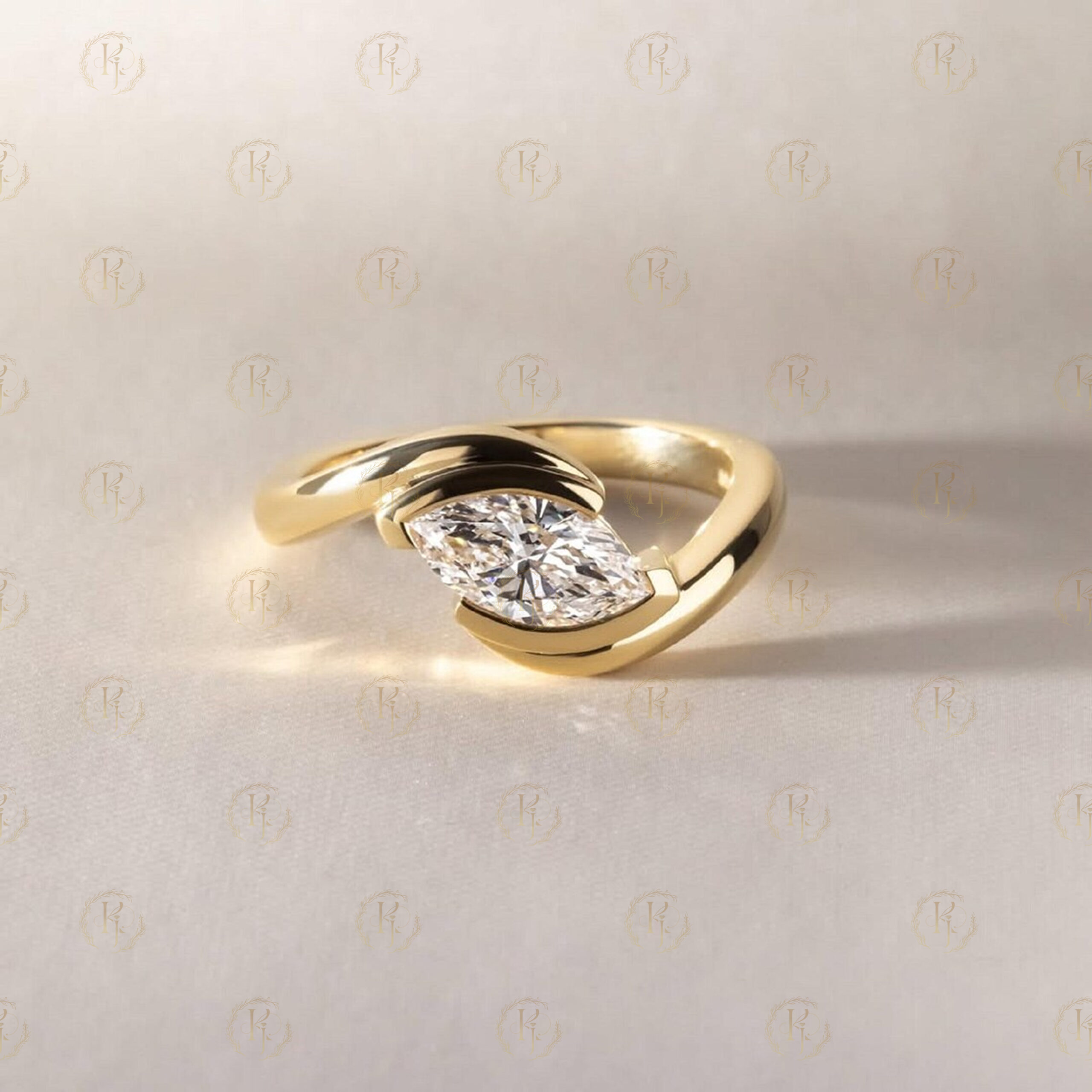 Mercury Diamond Ring with Yellow tone for daily wear - Image 3