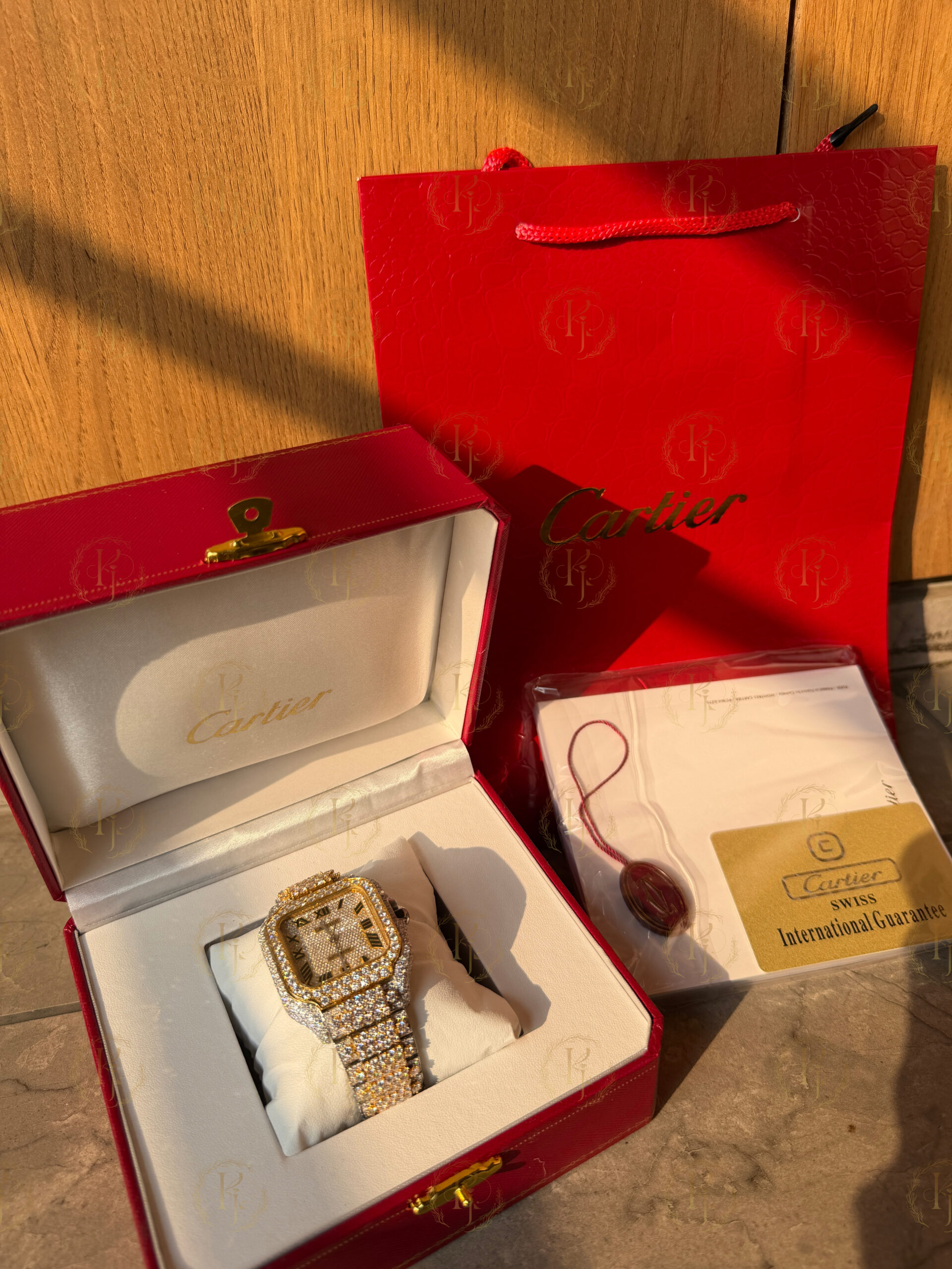 Cartier Santos Yellow White with Collet Band - Image 3