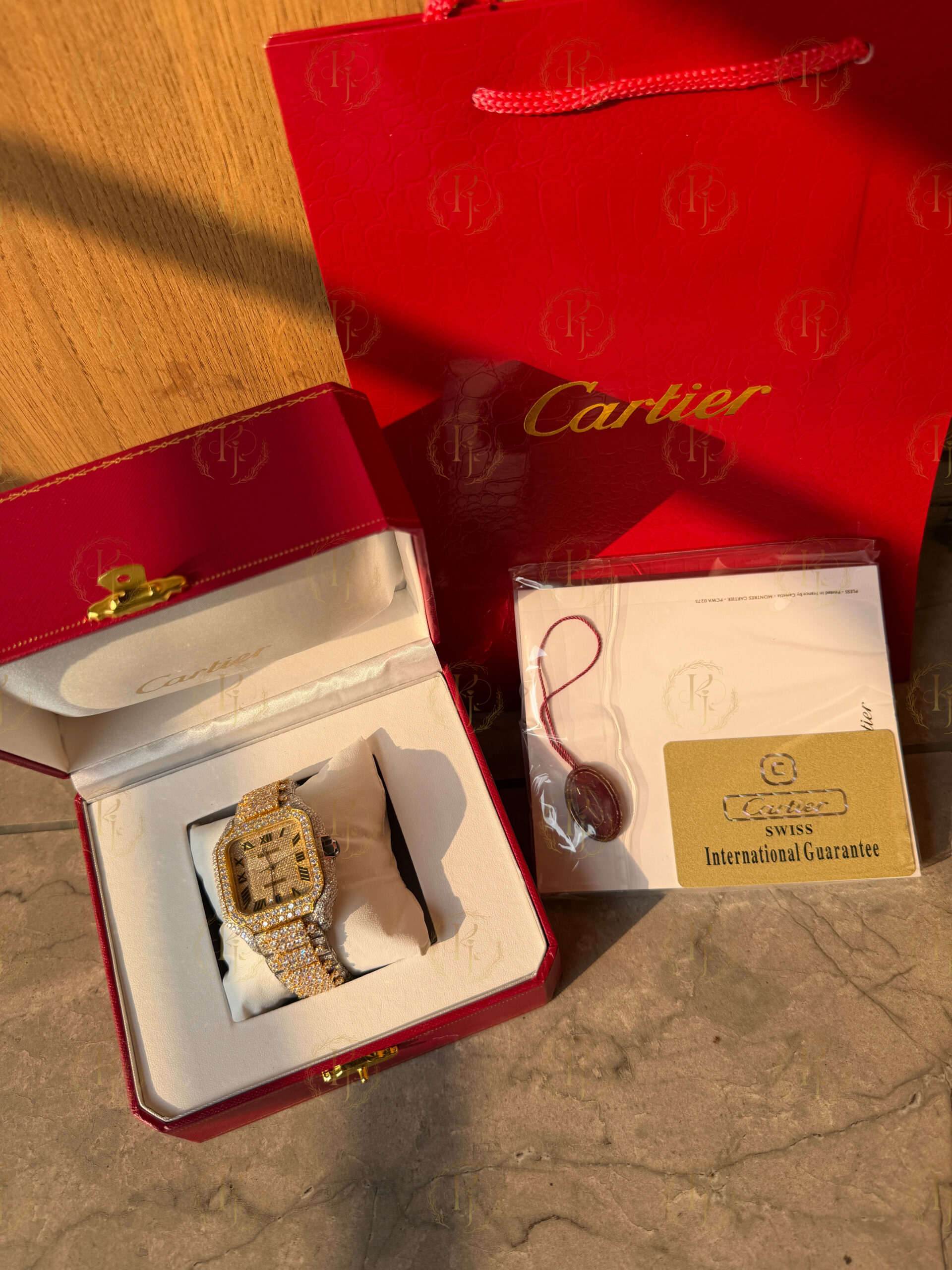 Cartier Santos Yellow White with Collet Band - Image 10