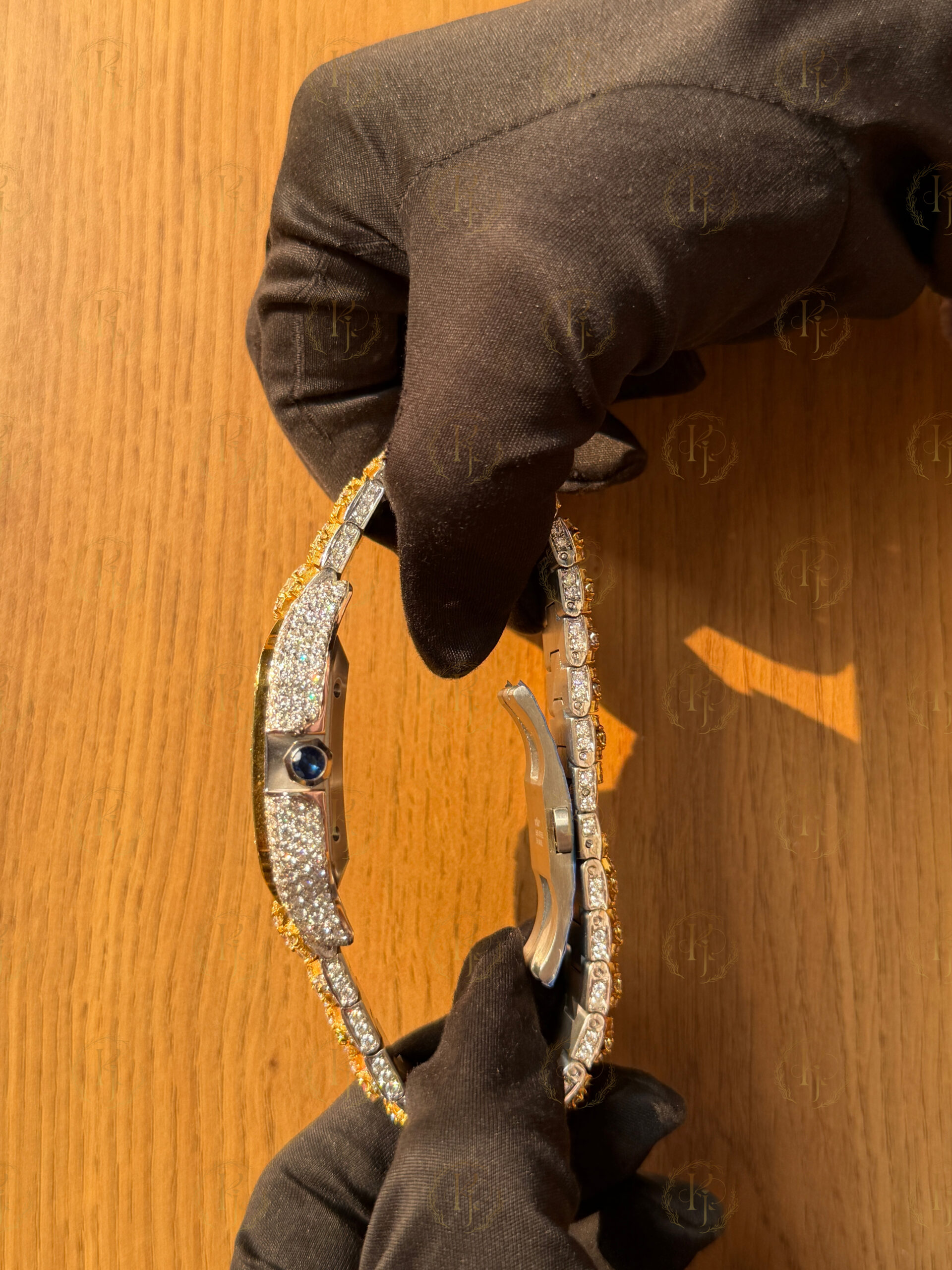 Cartier Santos Yellow White with Collet Band - Image 6