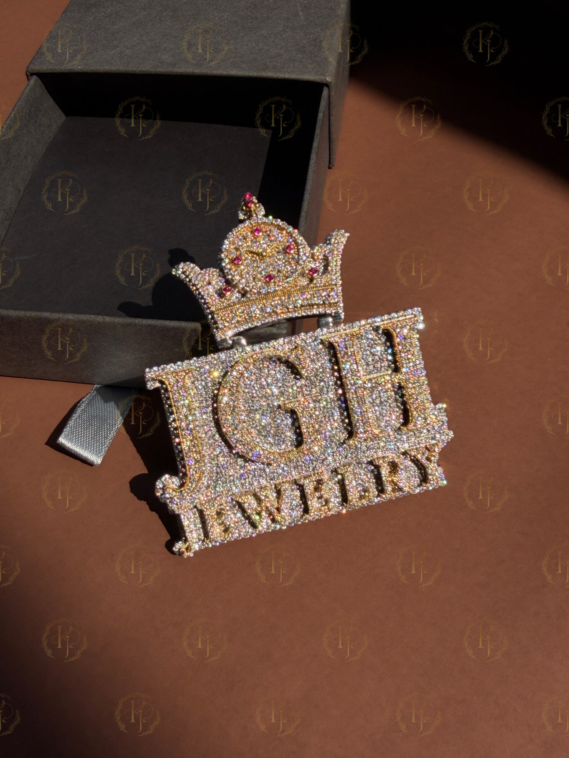 Custom Pendant - JGH Jewellery Letter Pendant with yellow white tone and Crown on a Bail - Image 7