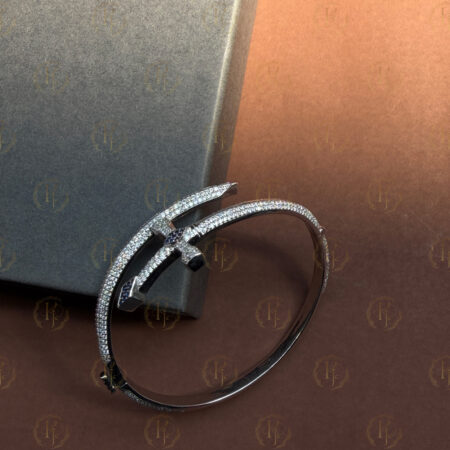 Custom Bracelet - cross design Bengan White tone