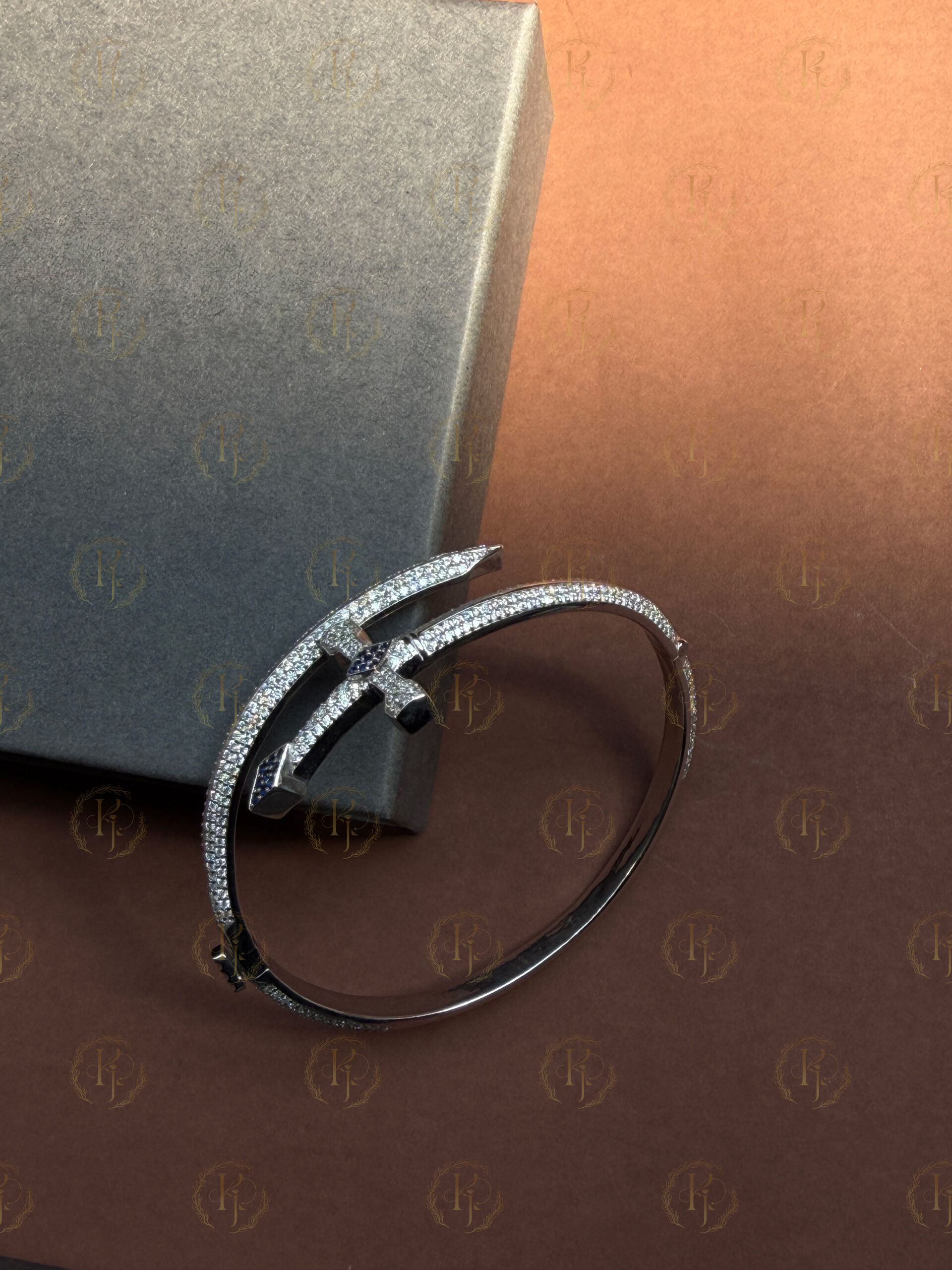 Custom Bracelet - cross design Bengan White tone