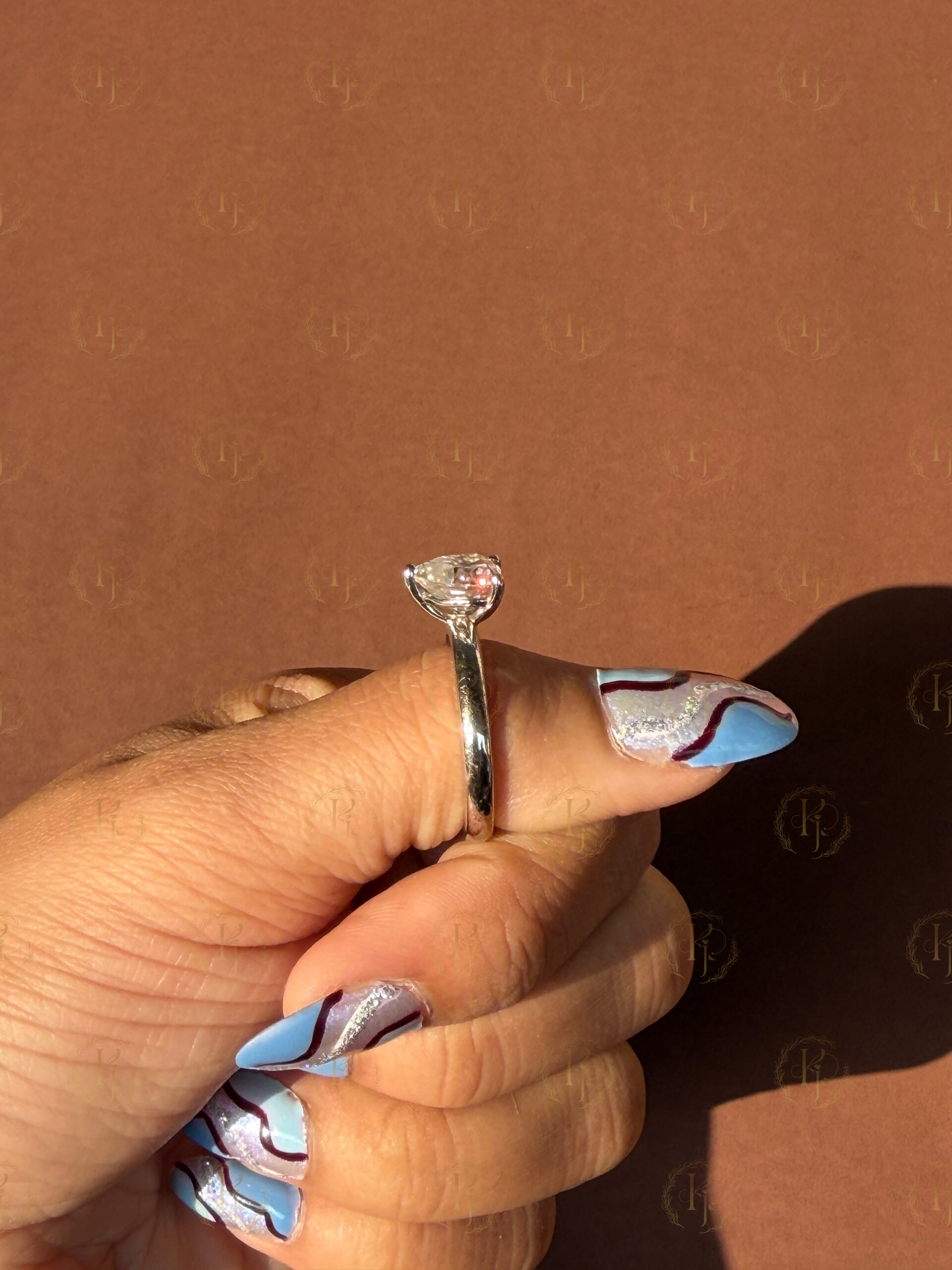 Custom Ring - Big Heart shape diamond Engagement Ring with White tone - Image 2