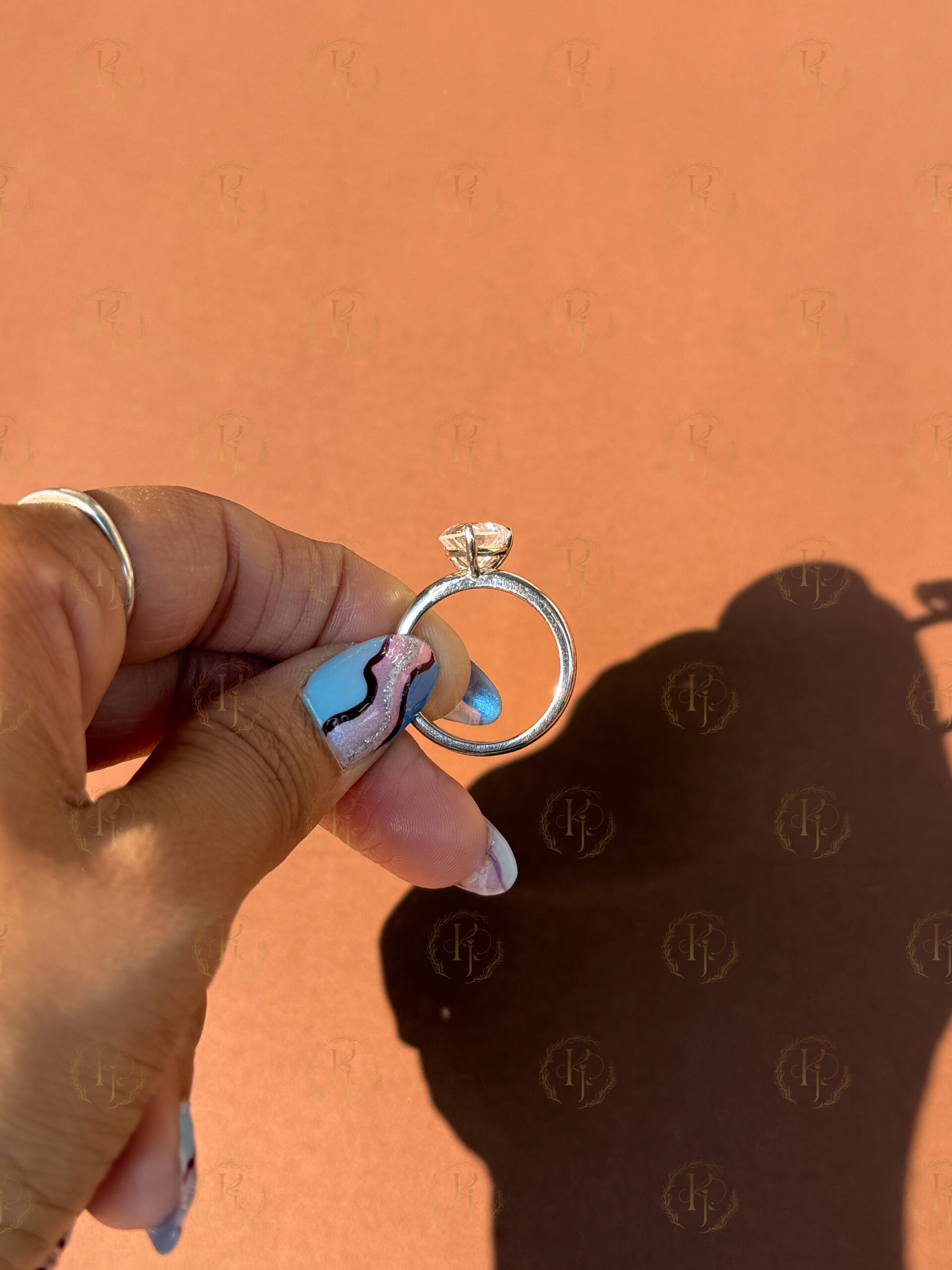 Custom Ring - Big Heart shape diamond Engagement Ring with White tone - Image 4