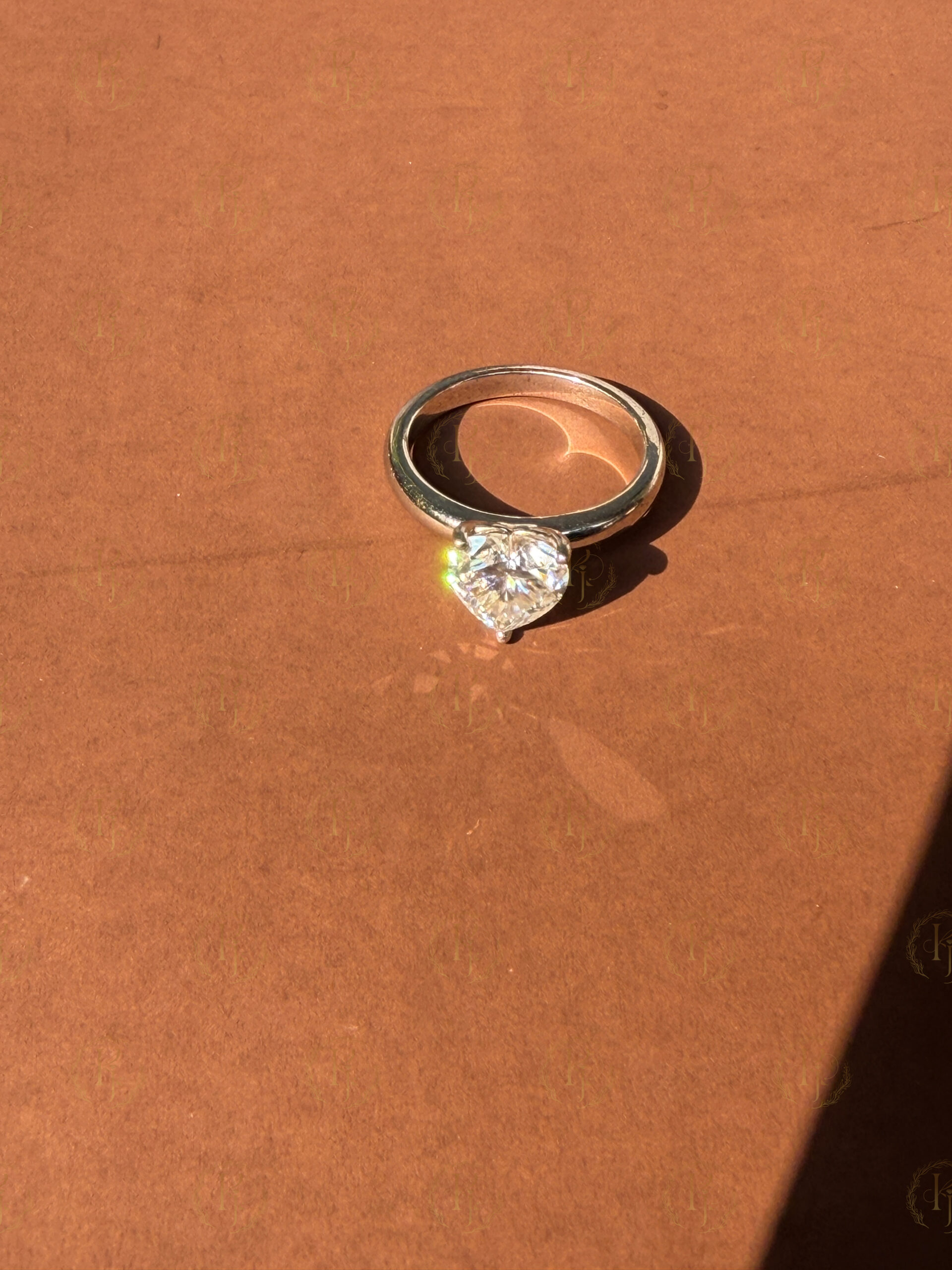 Custom Ring - Big Heart shape diamond Engagement Ring with White tone - Image 5