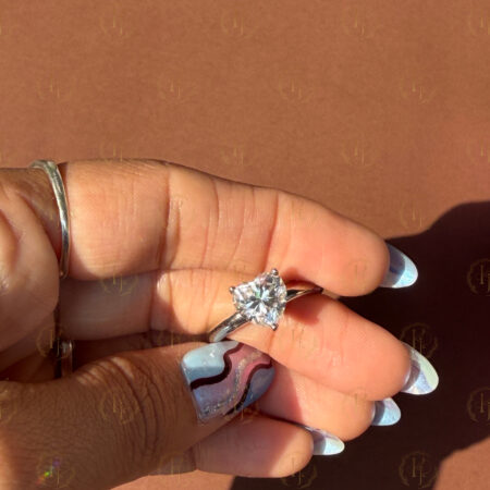 Custom Ring - Big Heart shape diamond Engagement Ring with White tone