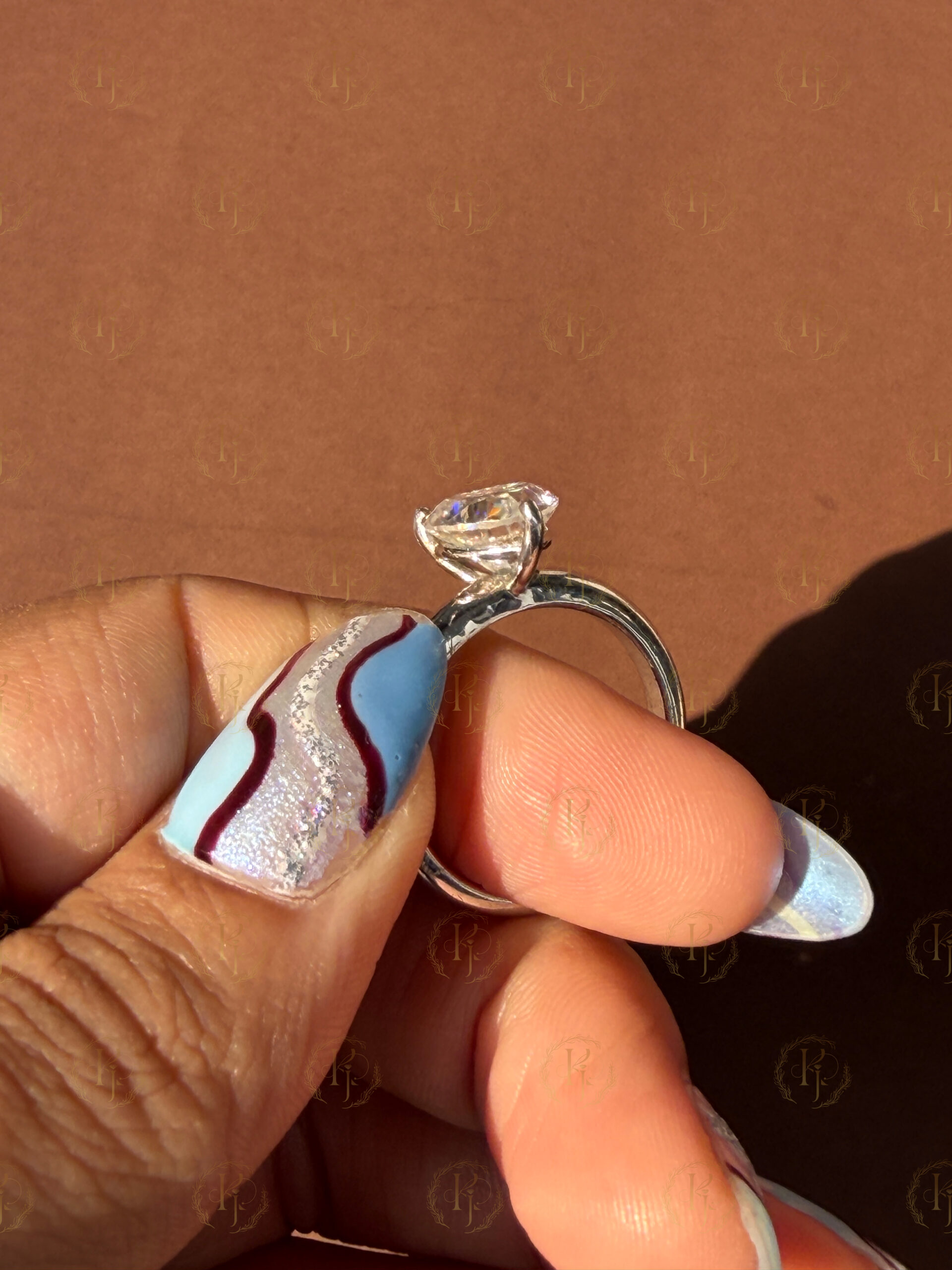 Custom Ring - Big Heart shape diamond Engagement Ring with White tone - Image 6