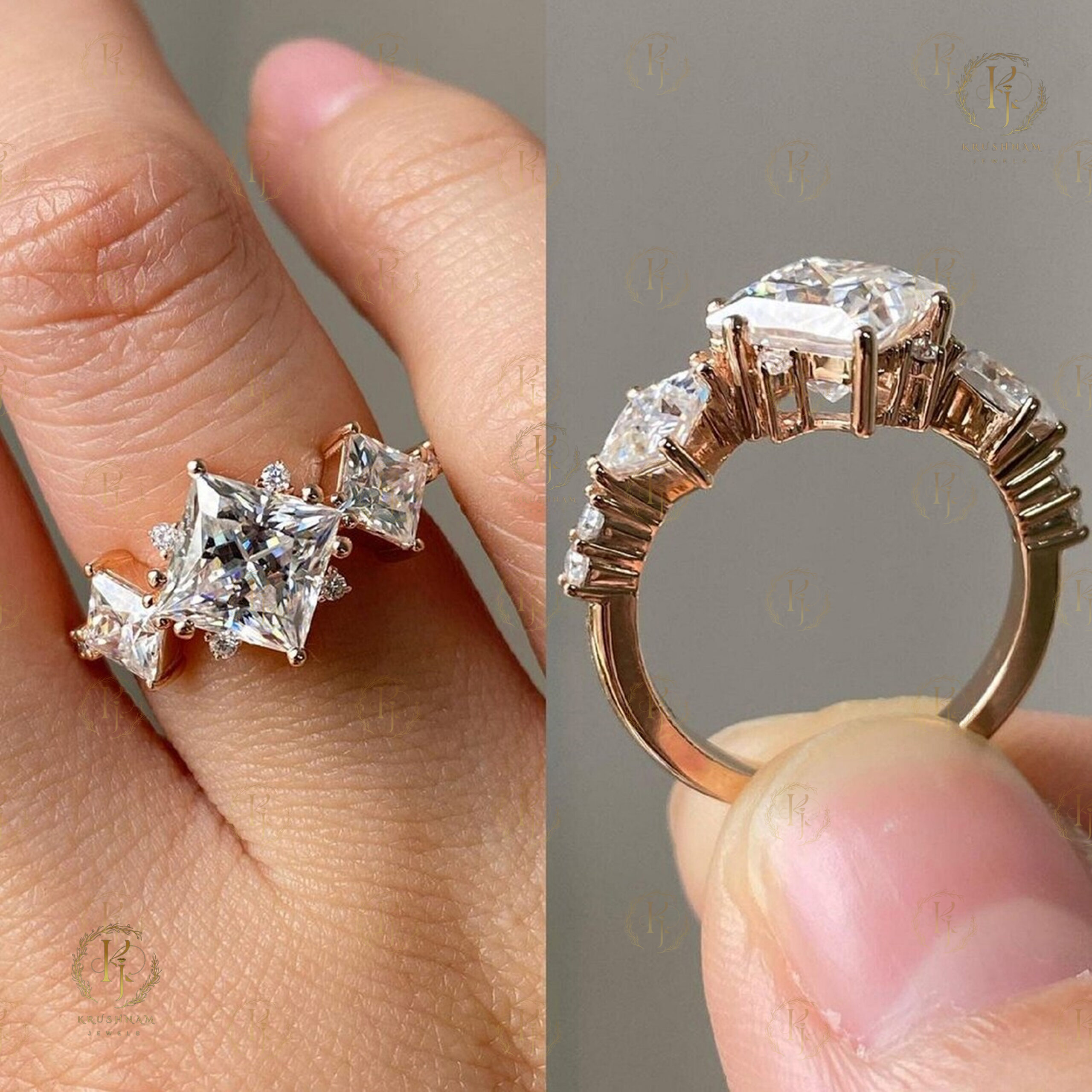 Stylish Diamond Ring with Rose gold tone - Image 3