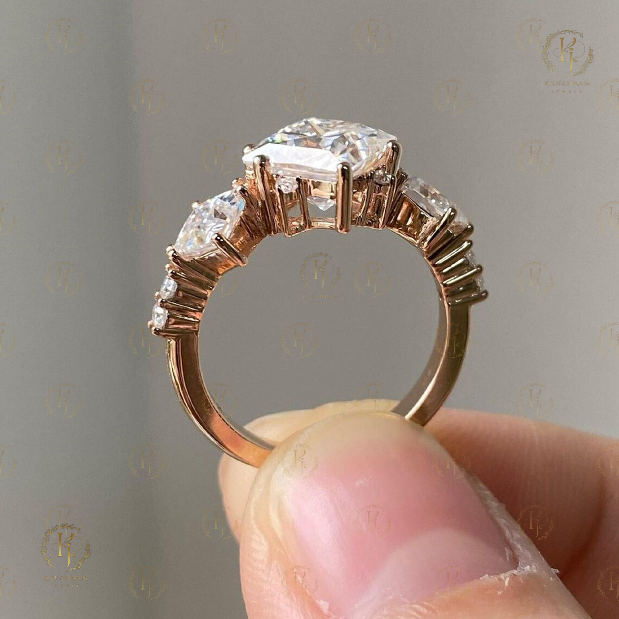 Stylish Diamond Ring with Rose gold tone - Image 5