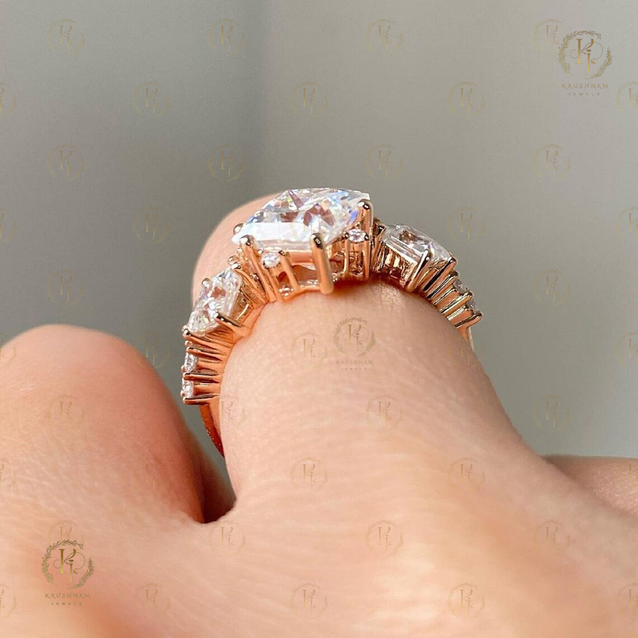Stylish Diamond Ring with Rose gold tone - Image 6