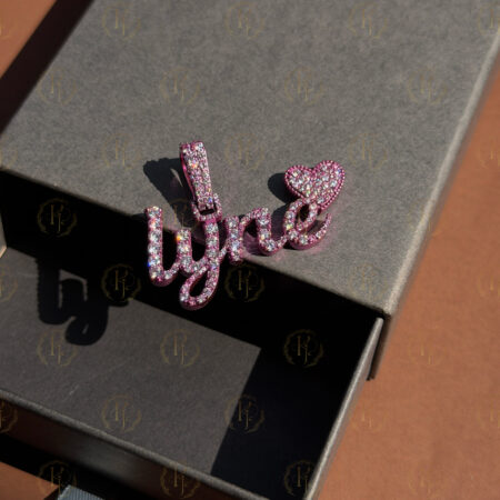 Custom Pendant of “lyne” letter with Pink tone