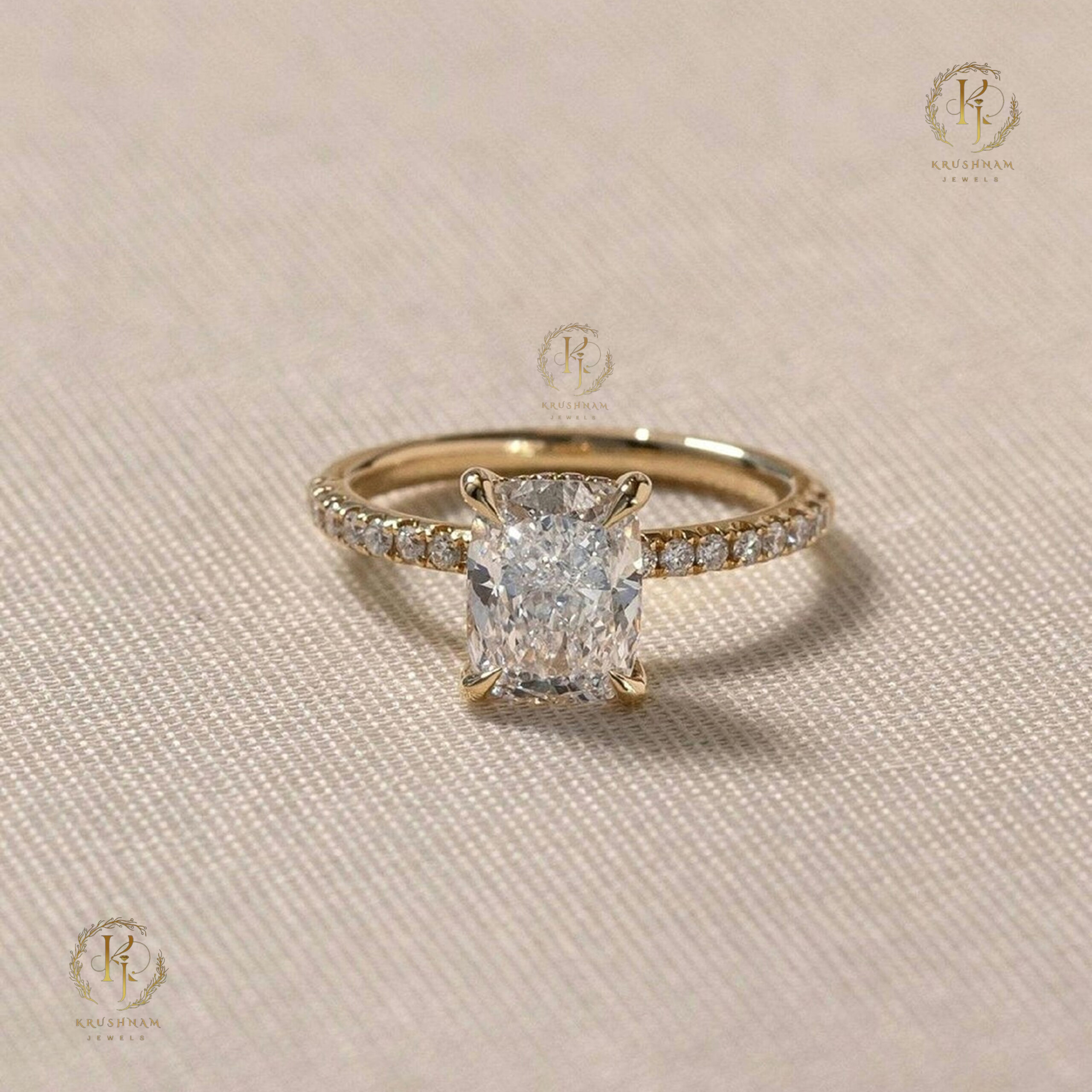 Two in One Ring with Emerald Diamond with rose tone - Image 6