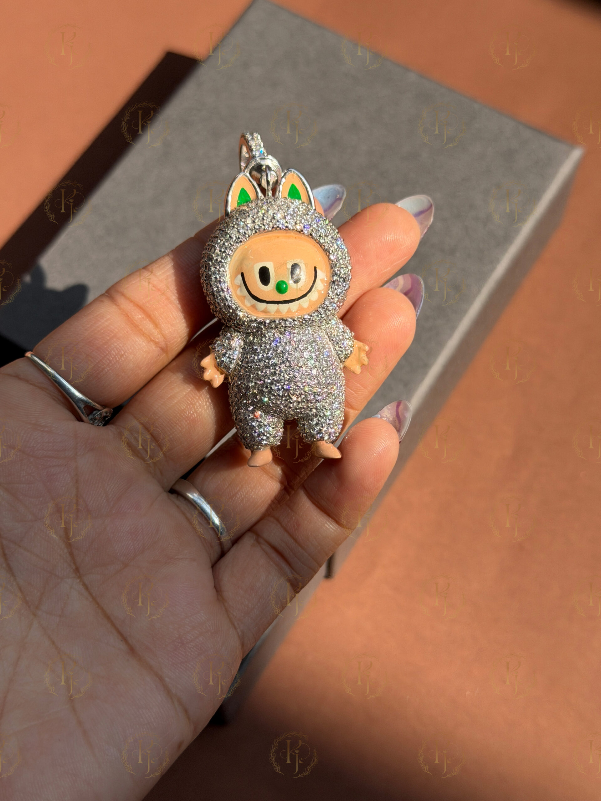 Custom Labubu 3D Pendant with VVS1 Moissanite Diamond - Image 3