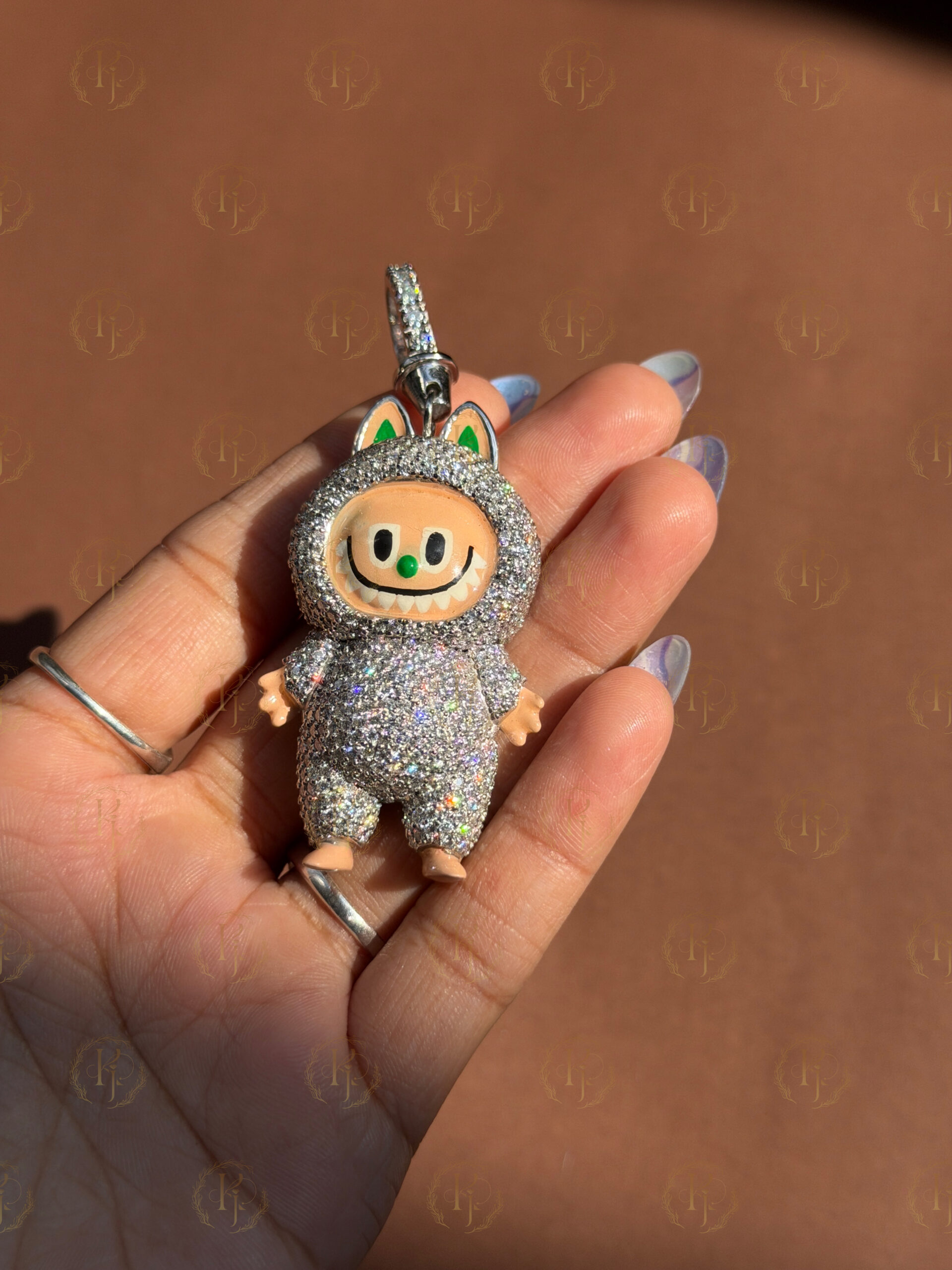 Custom Labubu 3D Pendant with VVS1 Moissanite Diamond