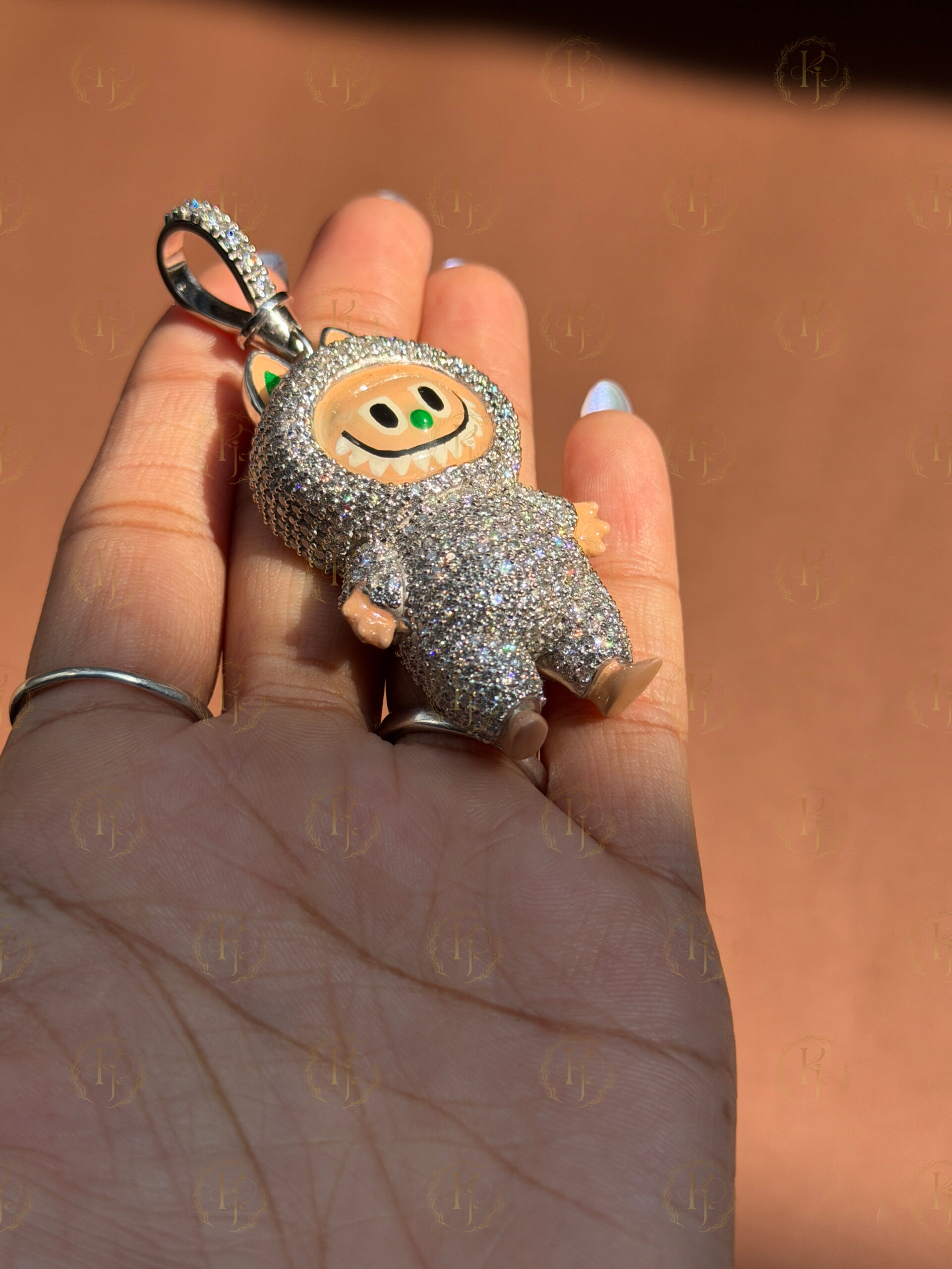 Custom Labubu 3D Pendant with VVS1 Moissanite Diamond - Image 2