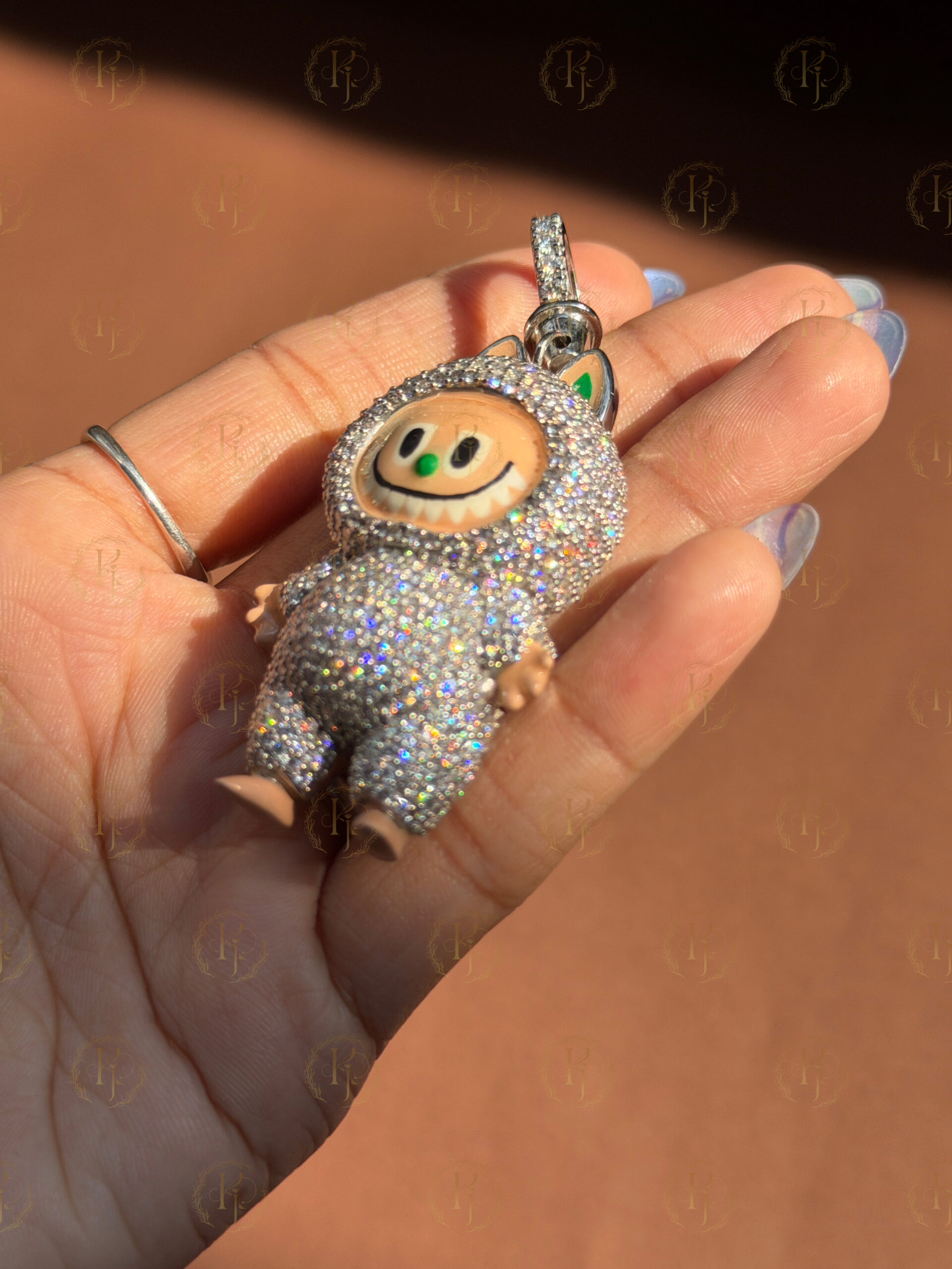 Custom Labubu 3D Pendant with VVS1 Moissanite Diamond - Image 5