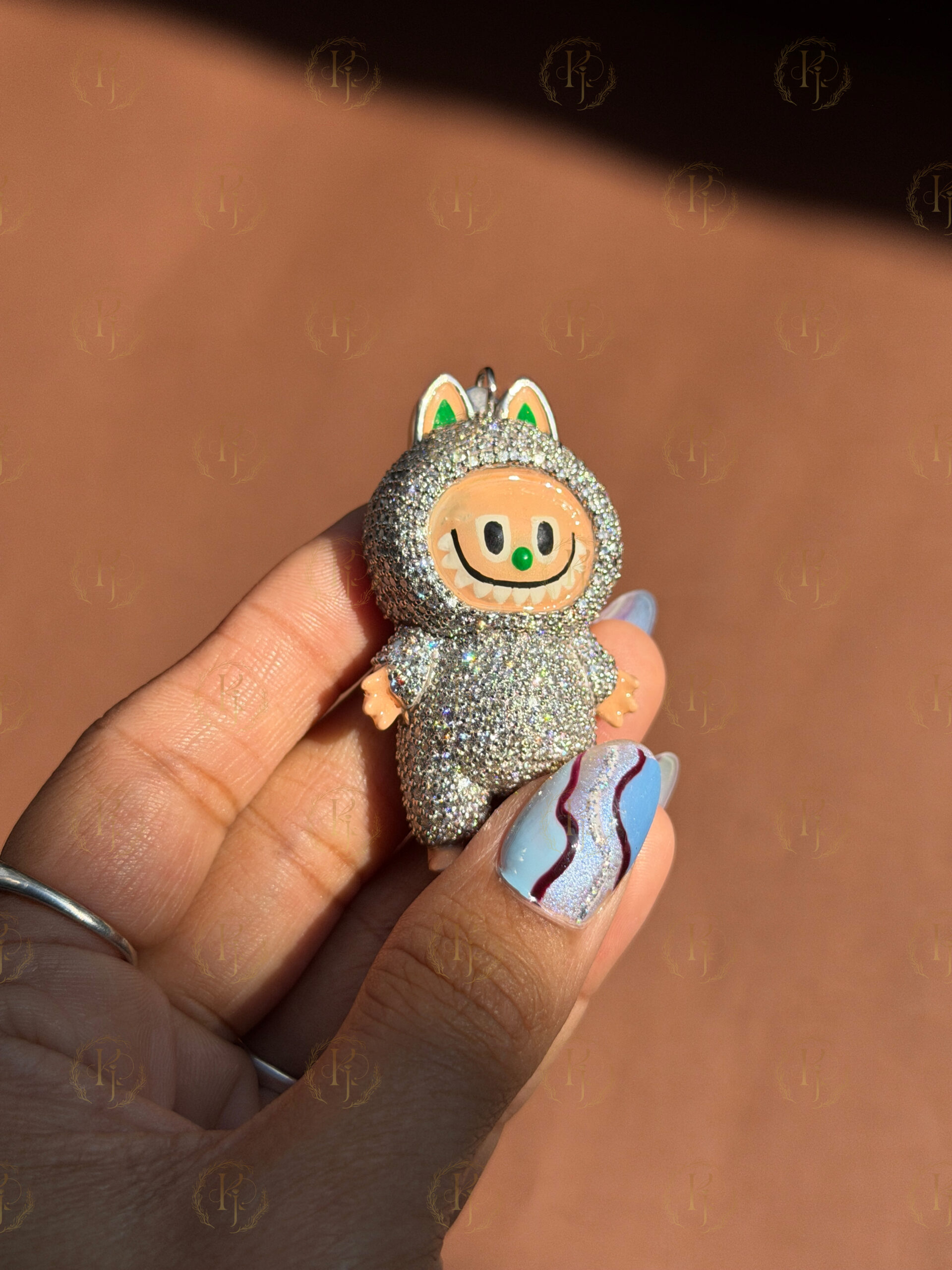 Custom Labubu 3D Pendant with VVS1 Moissanite Diamond - Image 6