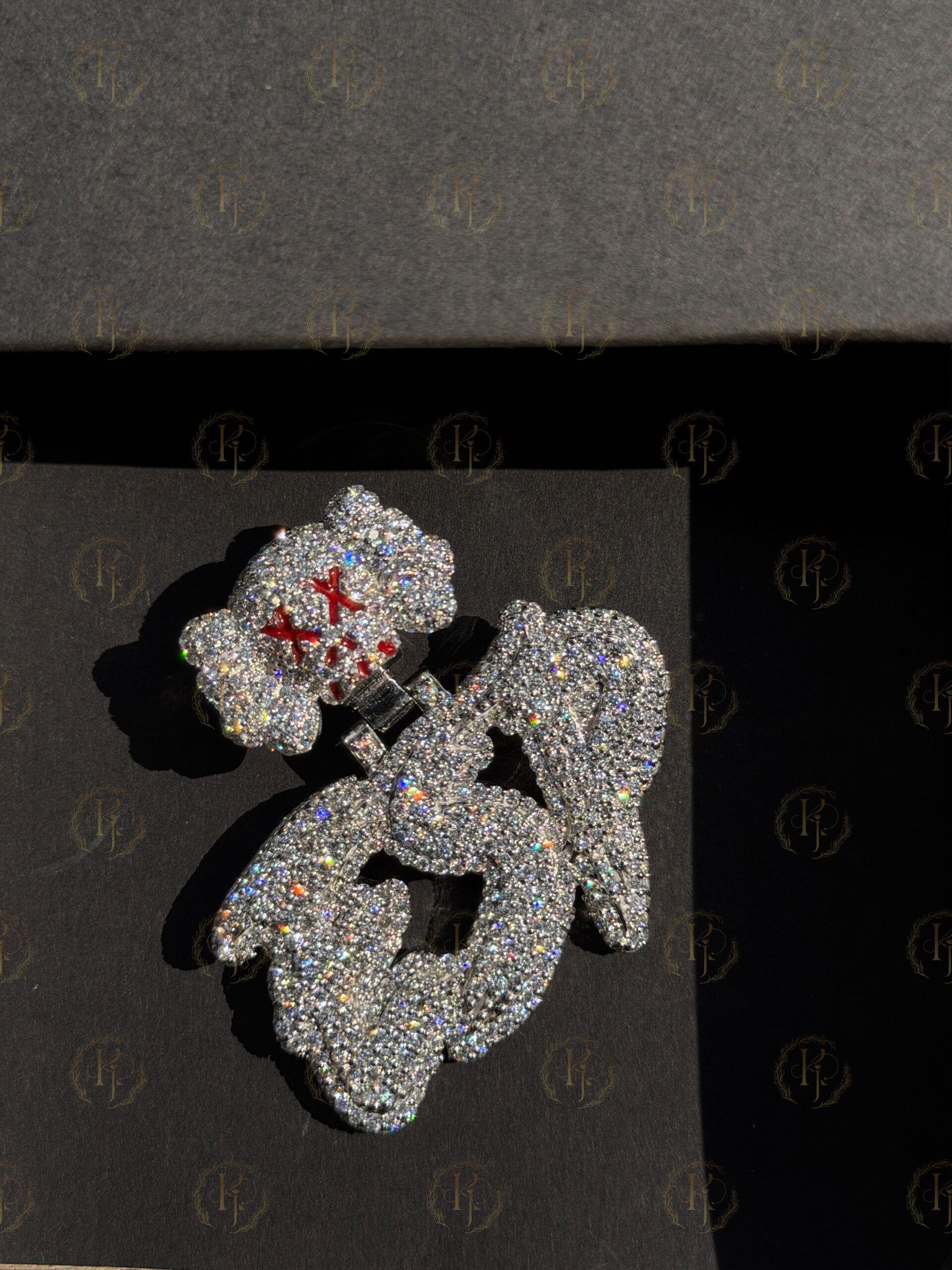 Custom "ESP" letter pendant with Scalp on Bail full White tone - Image 3