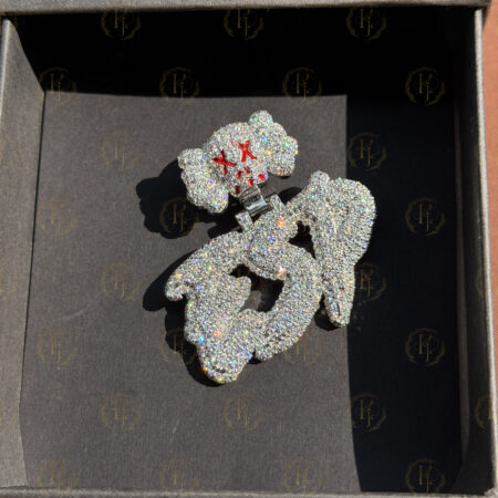 Custom "ESP" letter pendant with Scalp on Bail full White tone