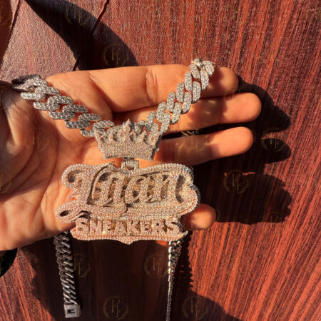 Custom Letter pendant for Him with Crown on Bail (full rose tone)