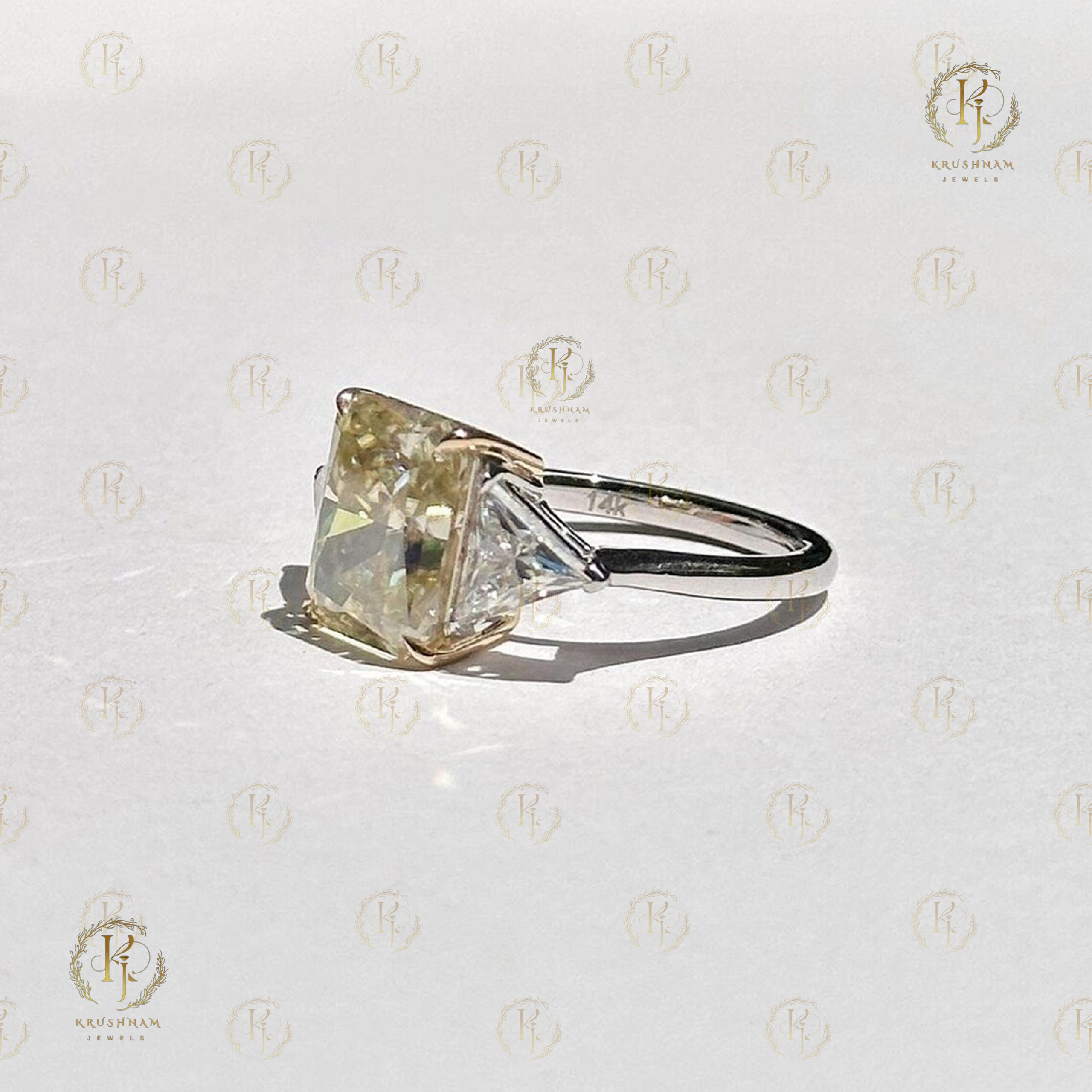 Big Yellow with Small White Diamond Ring - Image 2