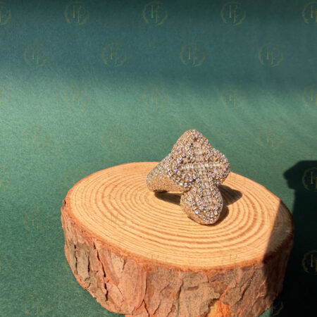 Cross design VVS1 Moissanite Dimond Ring with Rose-White Dual tone