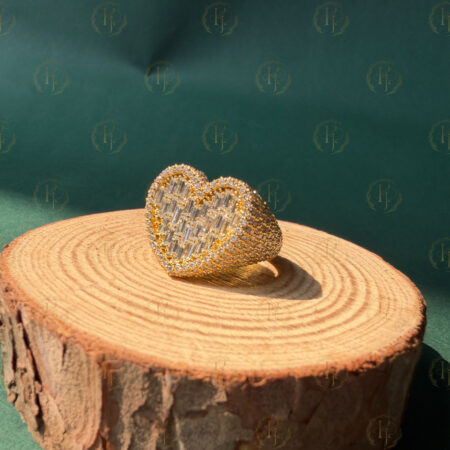 Heart shape Bugget diamond Ring with Yellow gold tone (for her and him)
