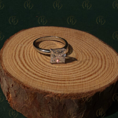 Custom Ring – Big Princess Cut diamond Engagement Ring with White tone