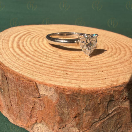 Custom Ring – Big Heart shape diamond Engagement Ring with White tone