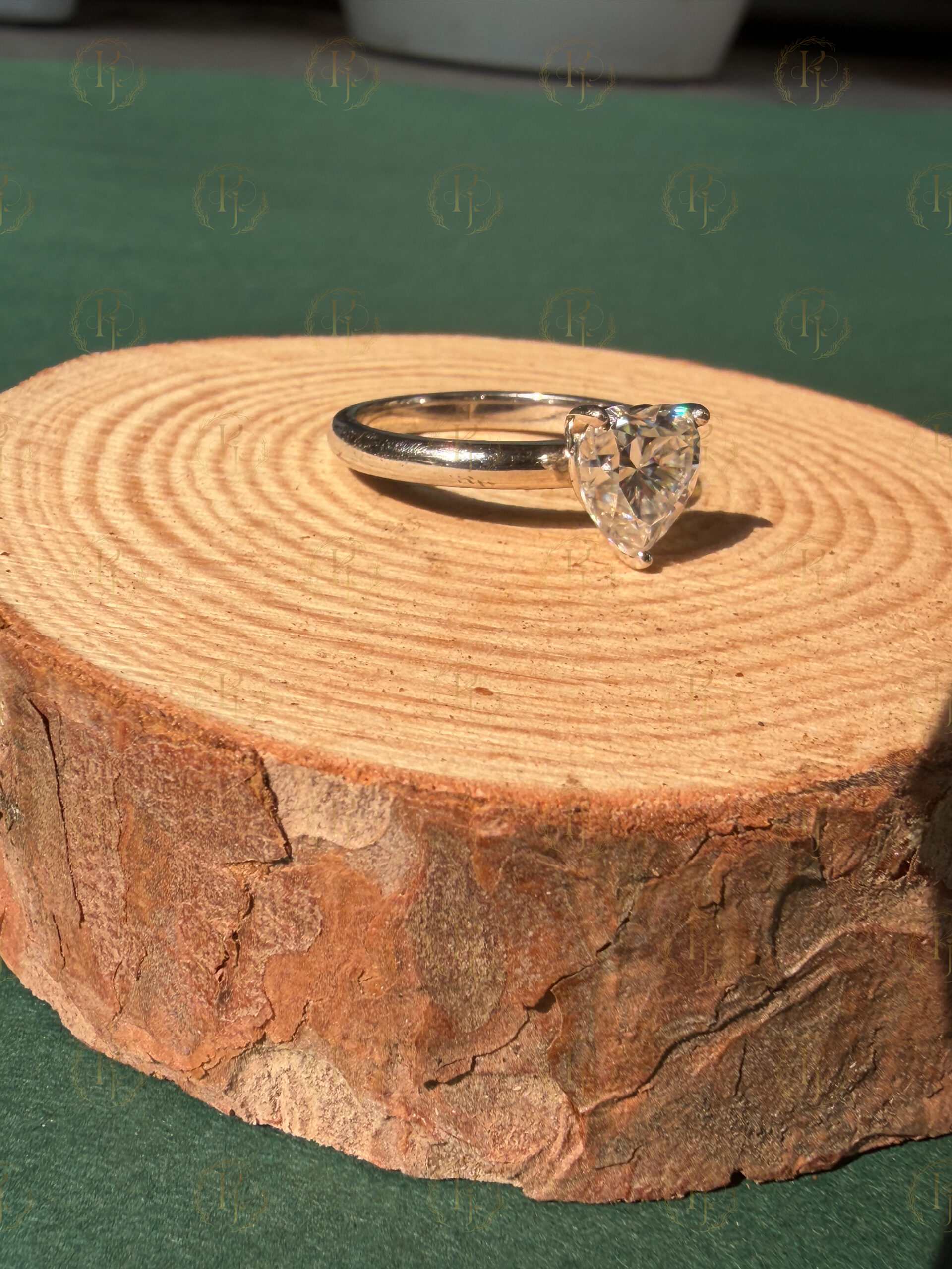 Custom Ring – Big Heart shape diamond Engagement Ring with White tone