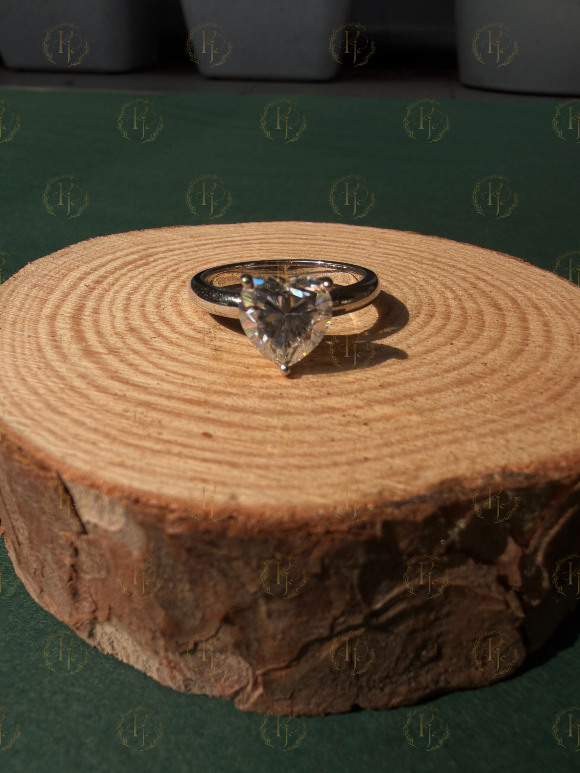 Custom Ring – Big Heart shape diamond Engagement Ring with White tone - Image 2