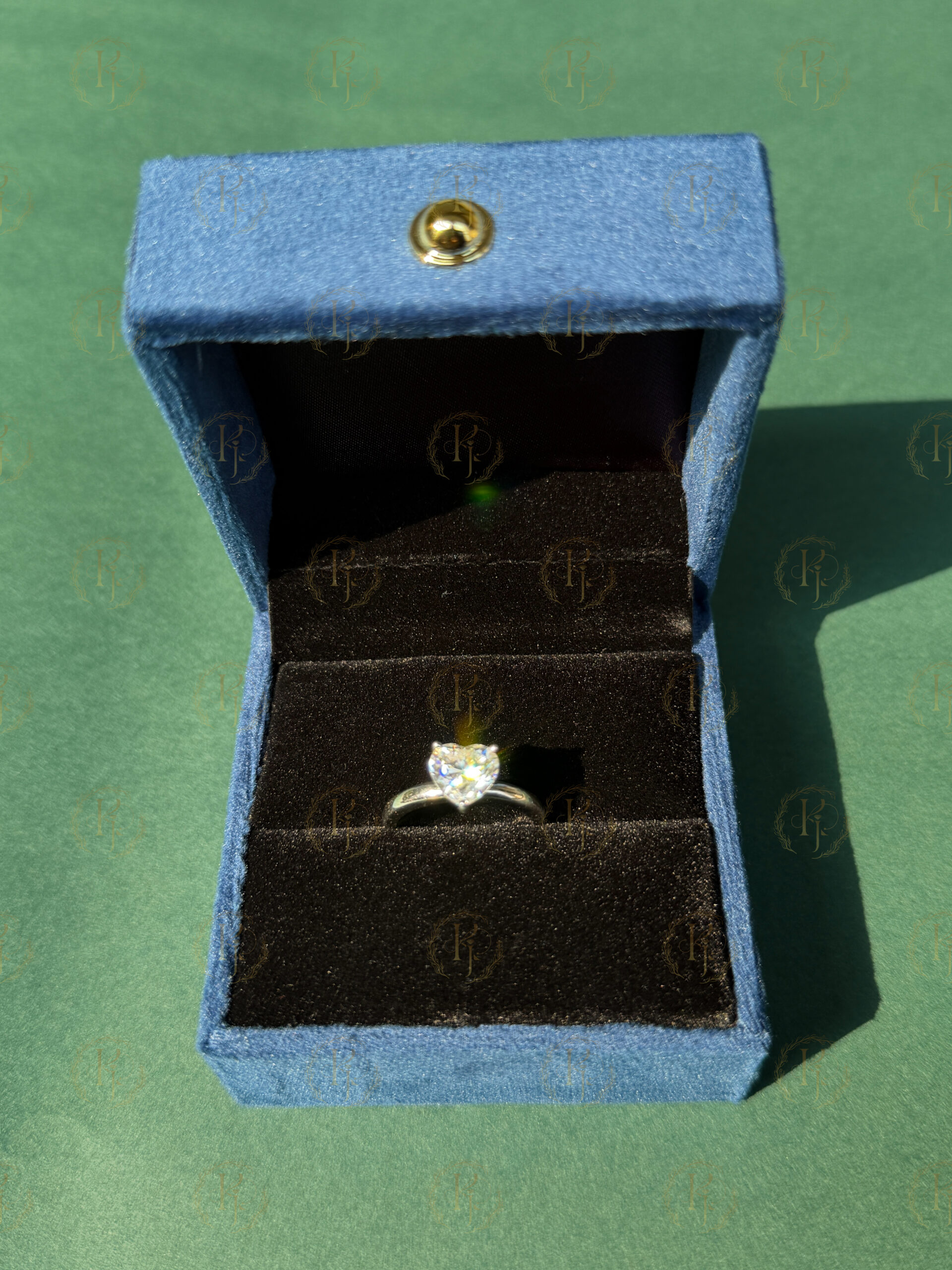 Custom Ring – Big Heart shape diamond Engagement Ring with White tone - Image 3