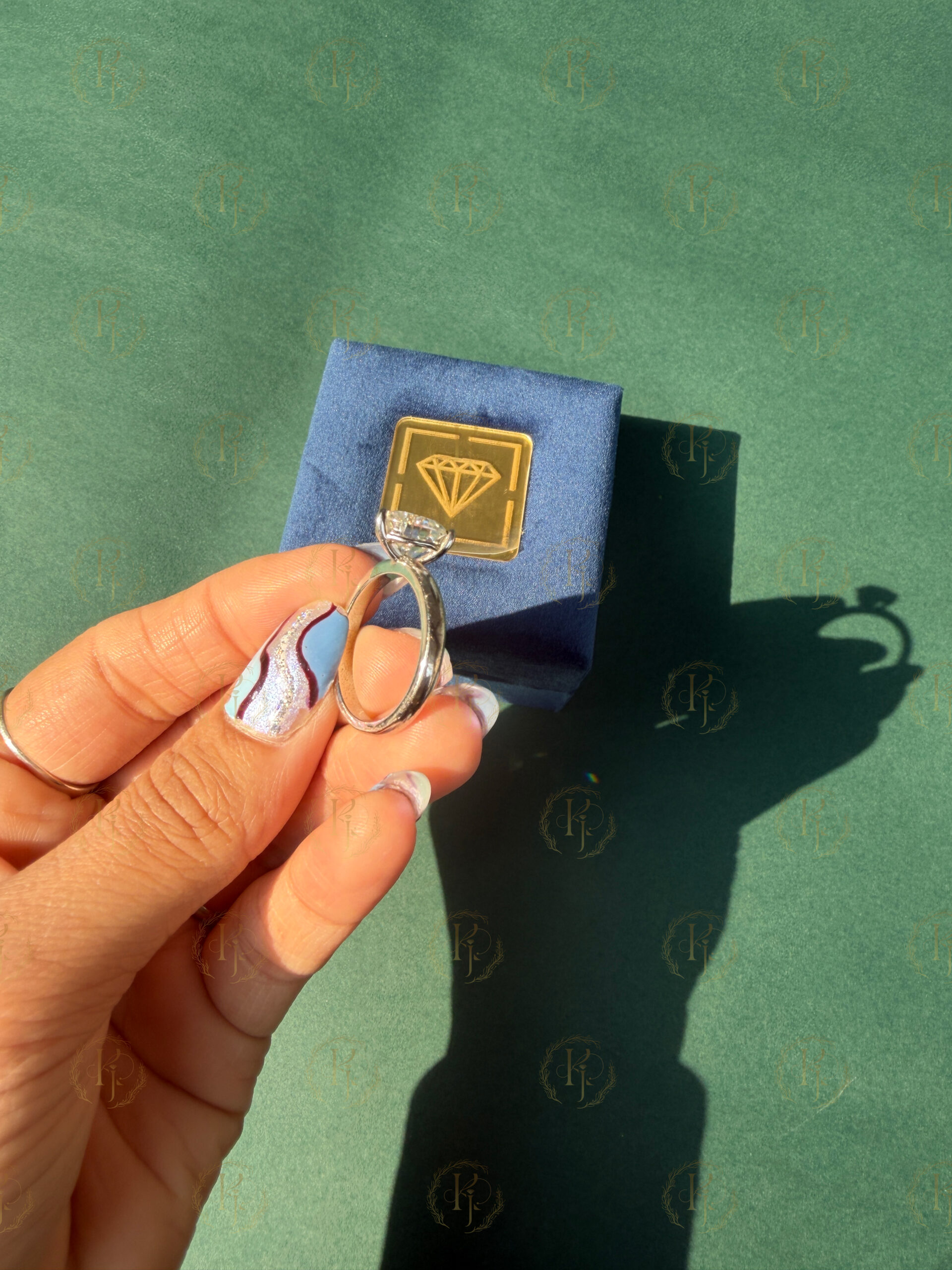 Custom Ring – Big Heart shape diamond Engagement Ring with White tone - Image 4