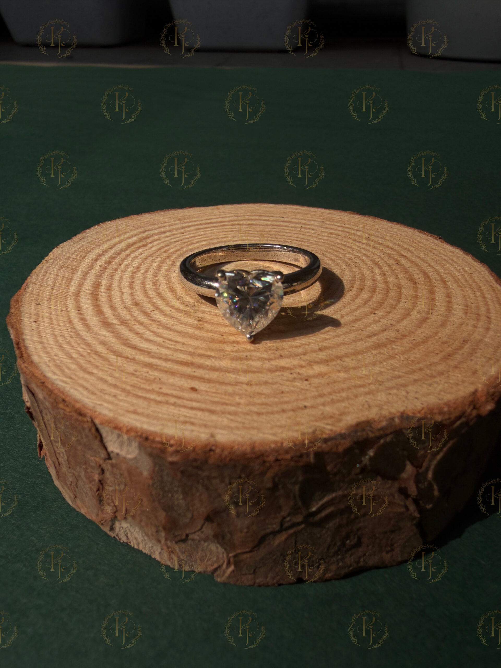 Custom Ring – Big Heart shape diamond Engagement Ring with White tone - Image 5