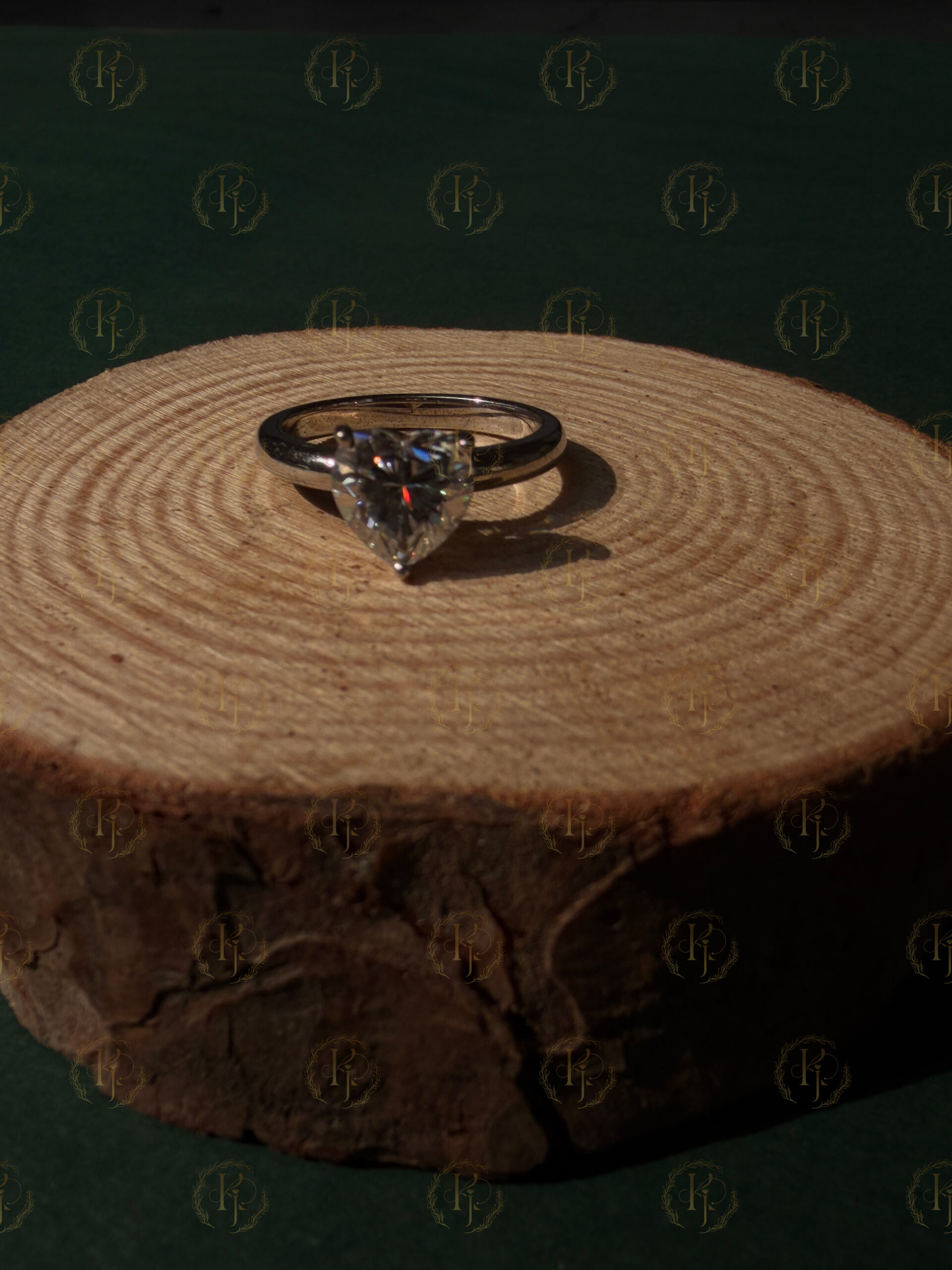 Custom Ring – Big Heart shape diamond Engagement Ring with White tone - Image 7