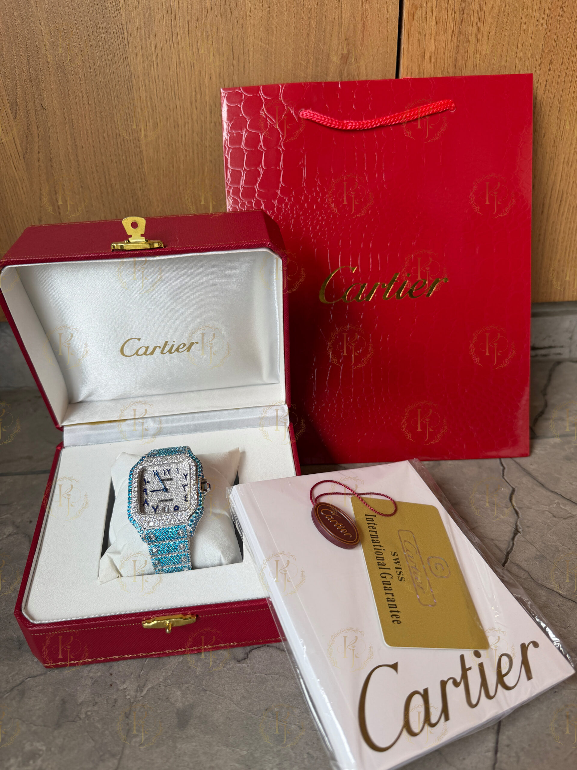 Cartier Arabic Blue Diamond watch with Japan Movement - Image 7
