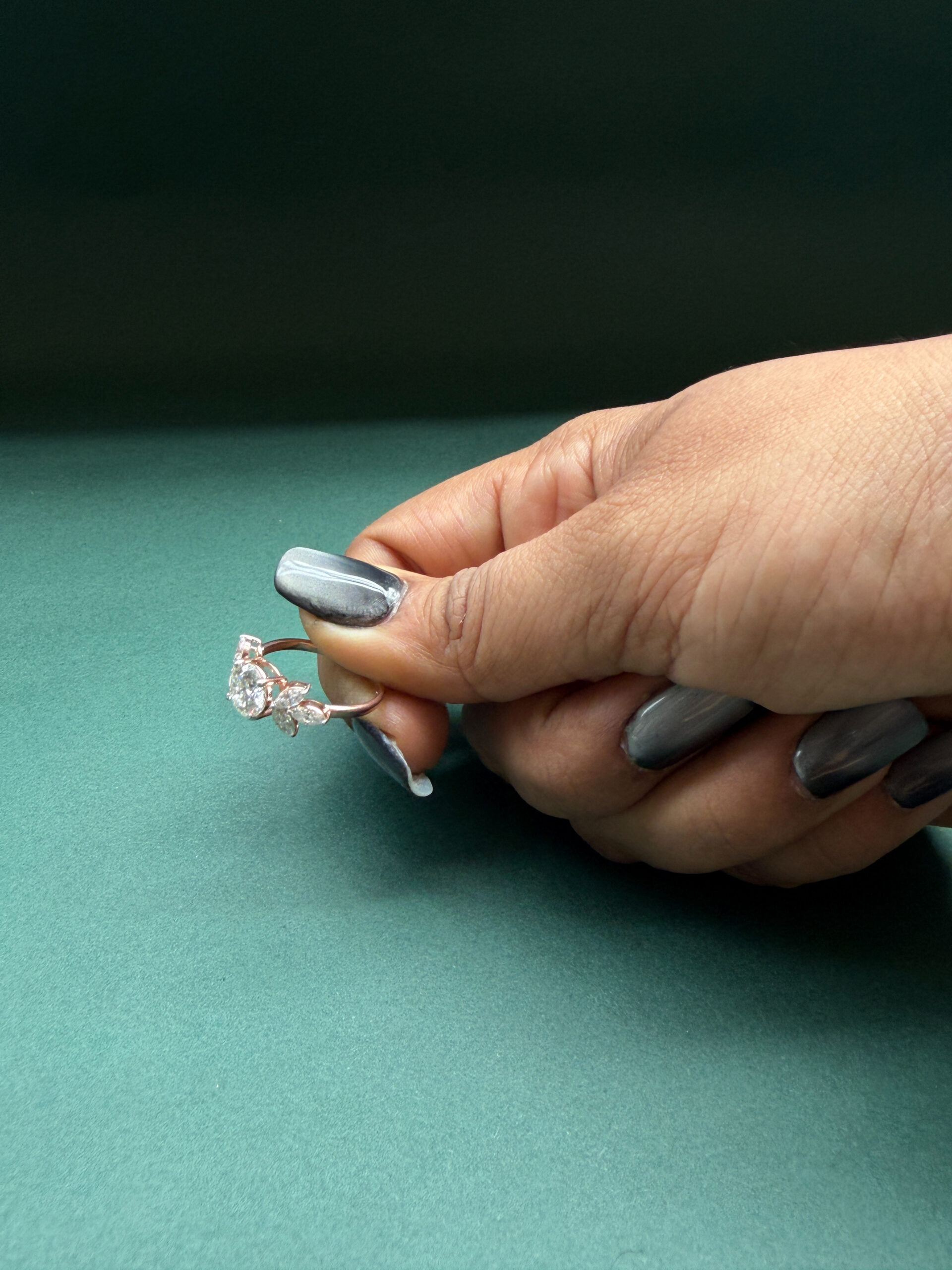 Engagement Ring with Marquise Diamond and Rose tone - Image 9